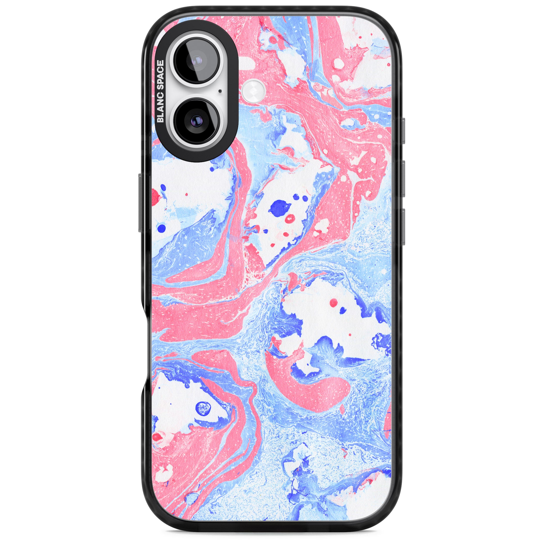 Pink, Blue & White Marbled Paper Pattern iPhone 17 Impact Black Phone Case