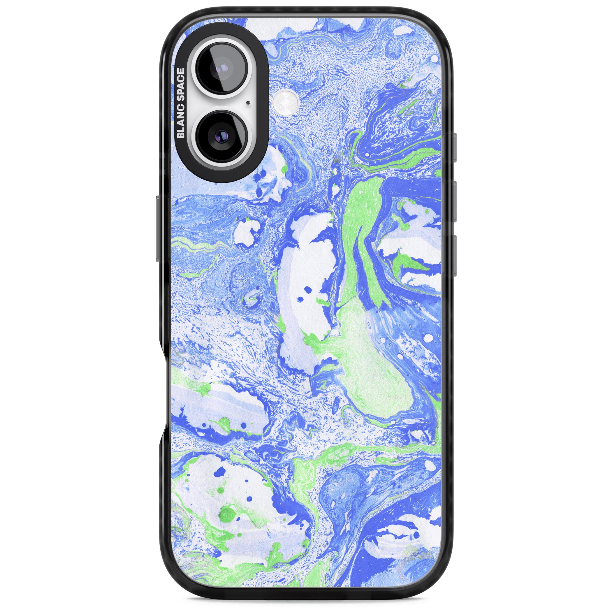 Dark Blue & Green Marbled Paper Pattern iPhone 17 Impact Black Phone Case