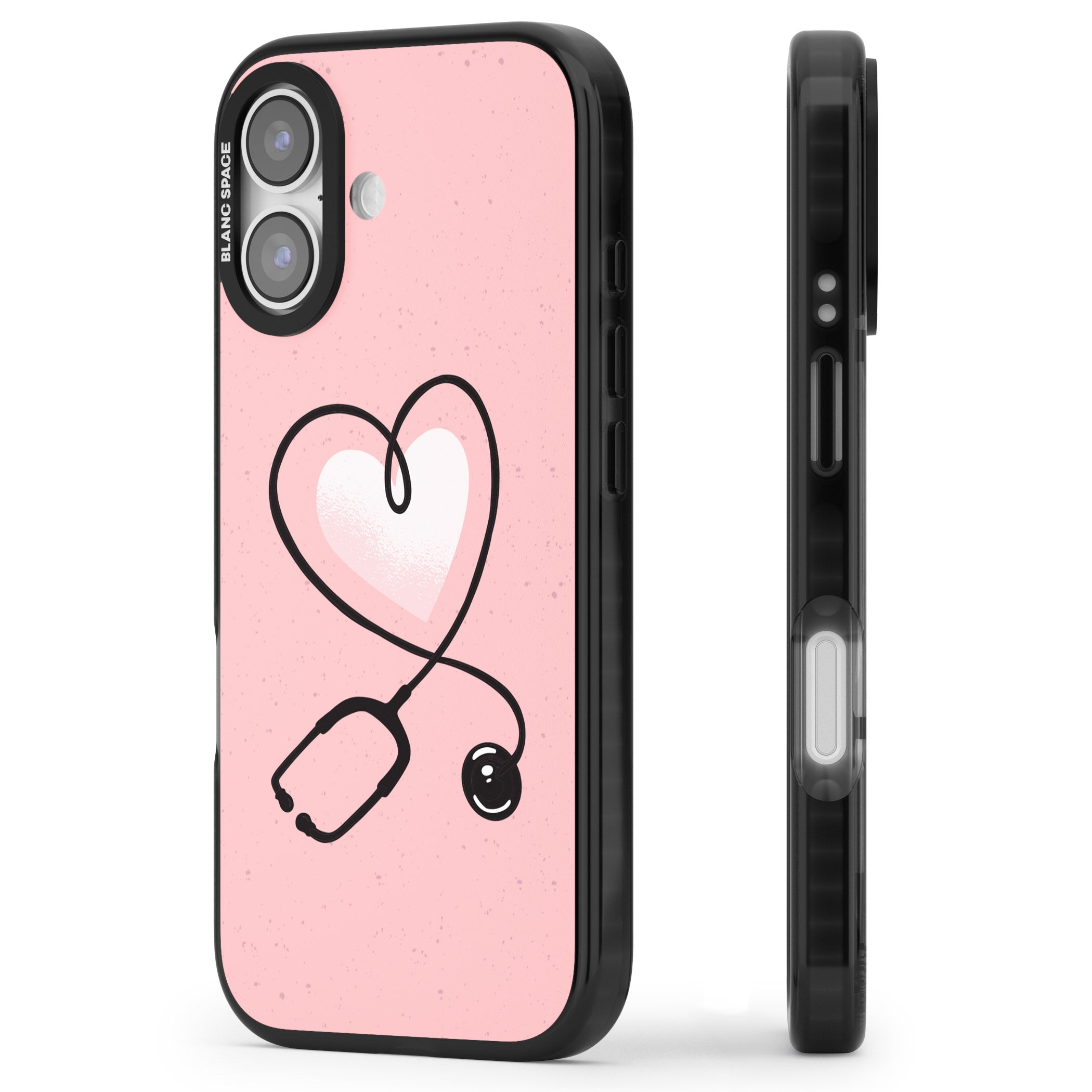Stethoscope Heart iPhone 17 Impact Black Phone Case Side Profile