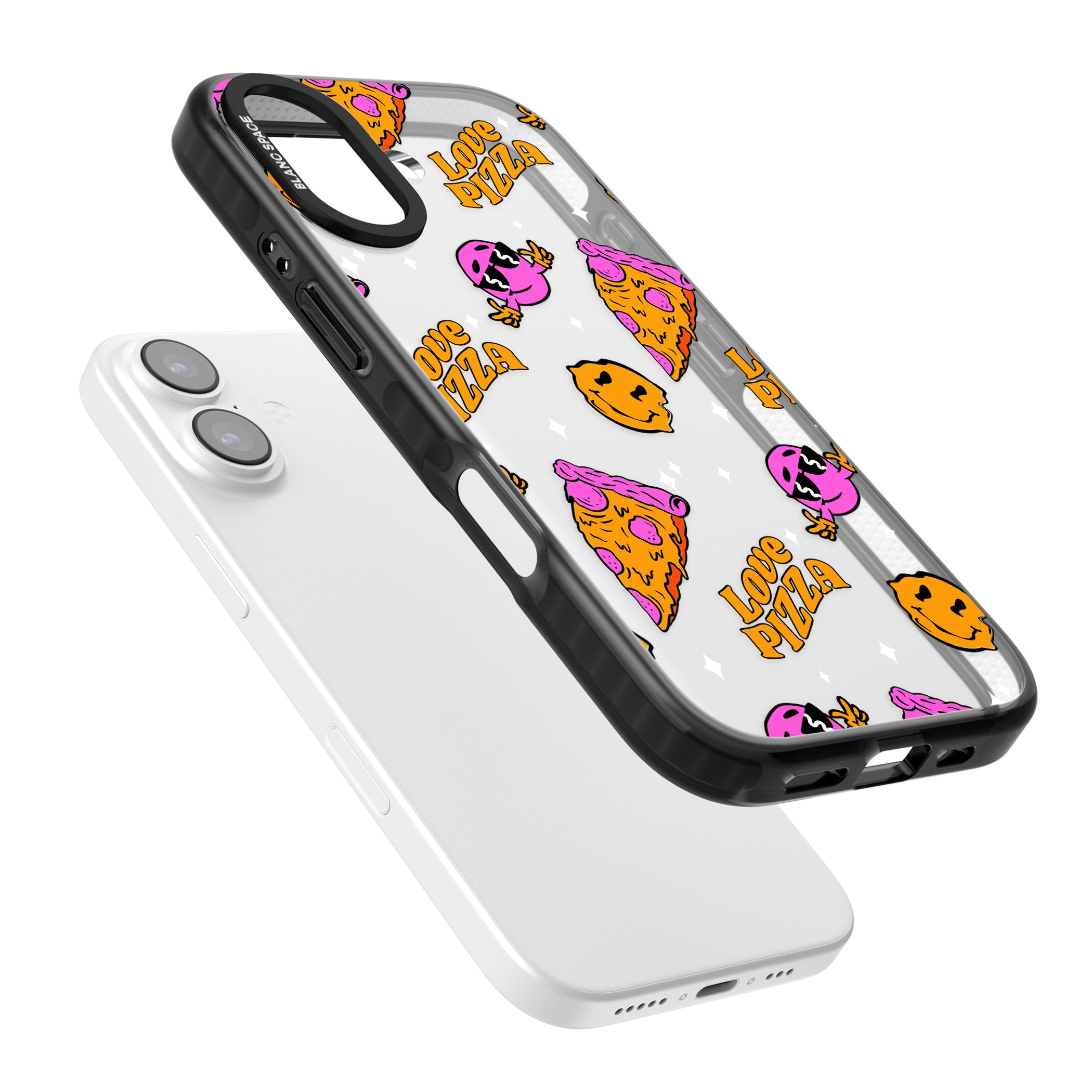 Psychedelic Love Pizza Pattern (Clear) iPhone 17 Impact Black Phone Case Colours