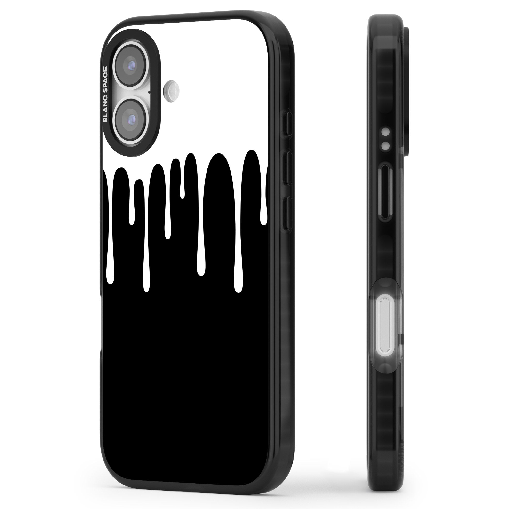 Melted Effect: White & Black iPhone 17 Impact Black Phone Case Side Profile