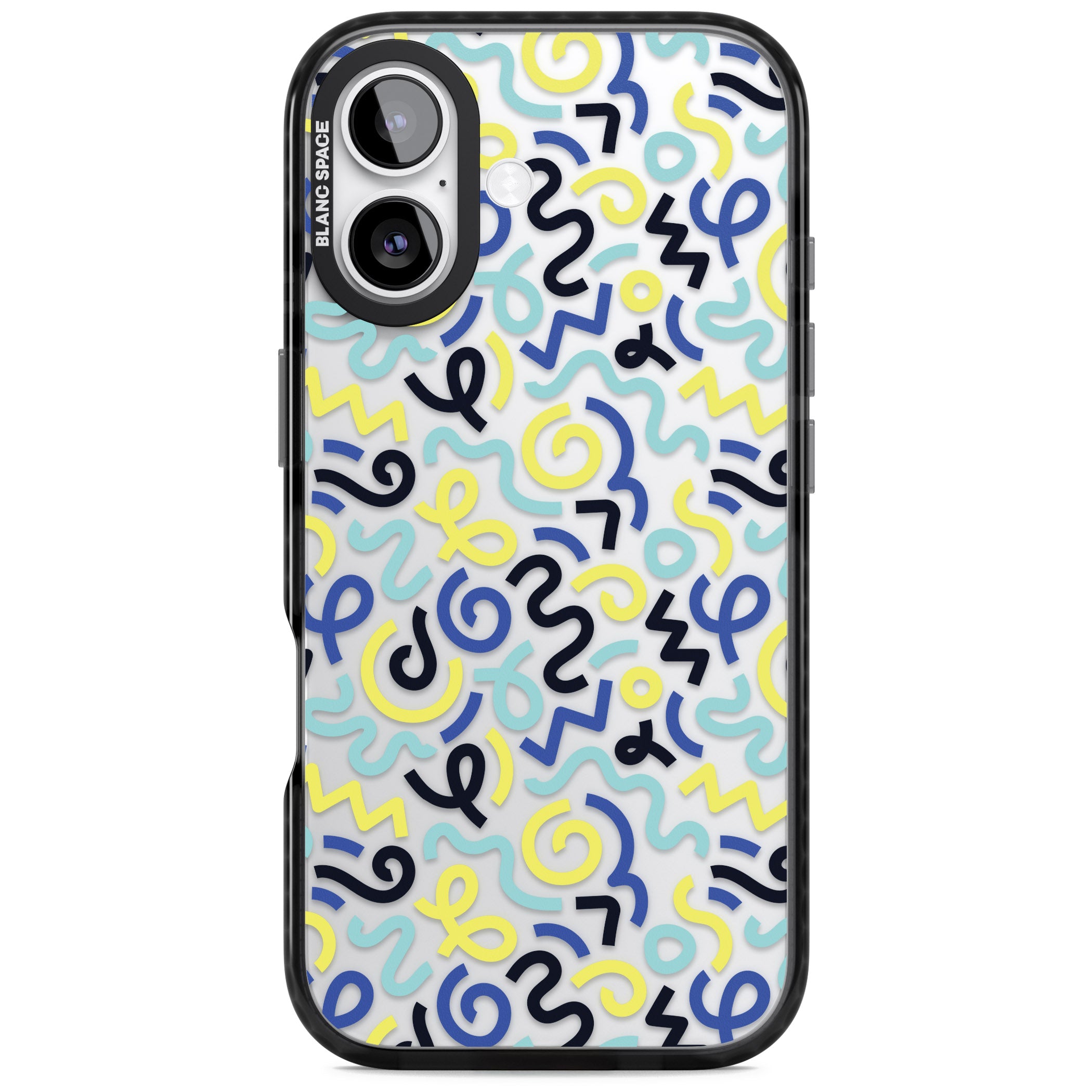 Blue & Yellow Memphis Retro iPhone 17 Impact Black Phone Case