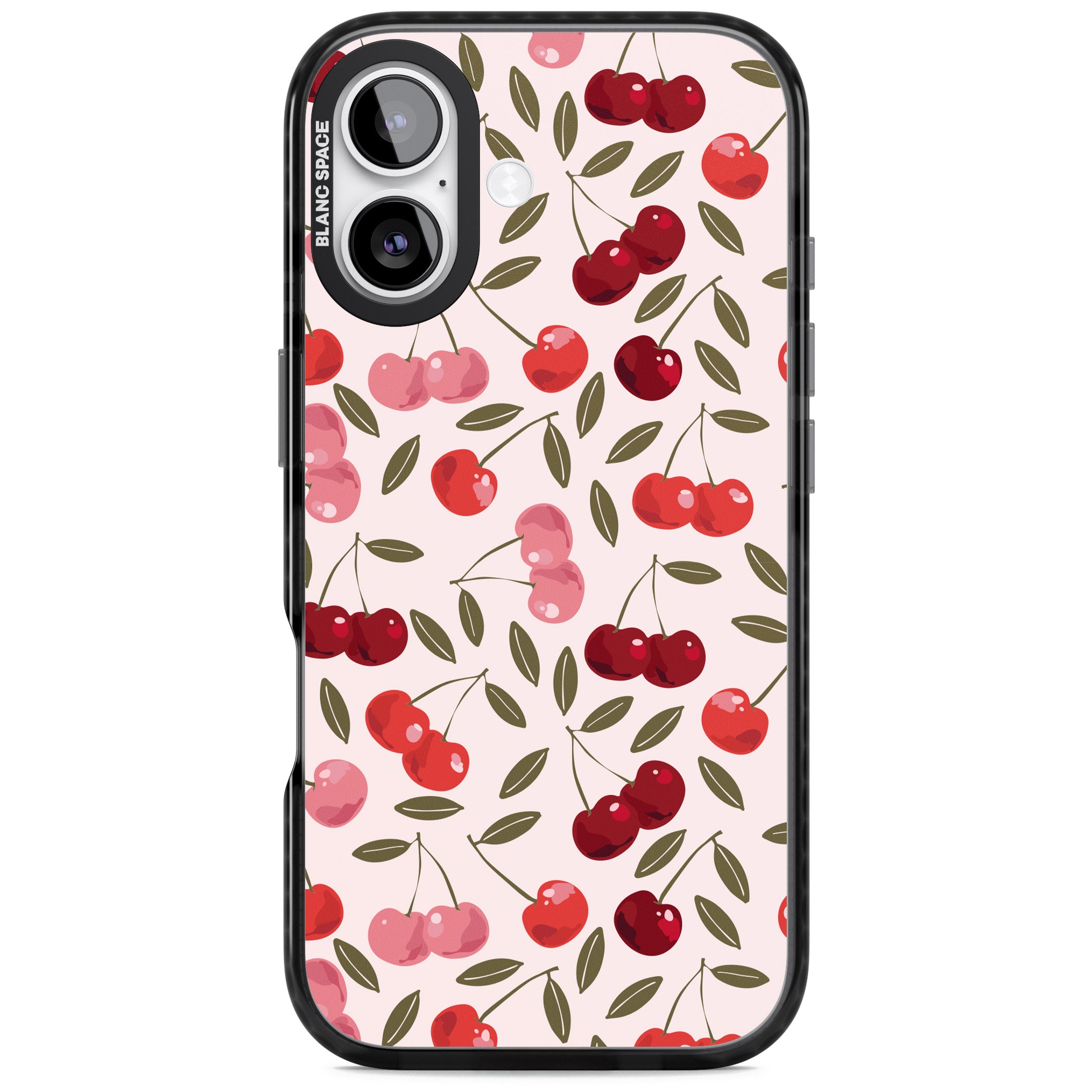 Fruity & Fun Patterns Cherries iPhone 17 Impact Black Phone Case