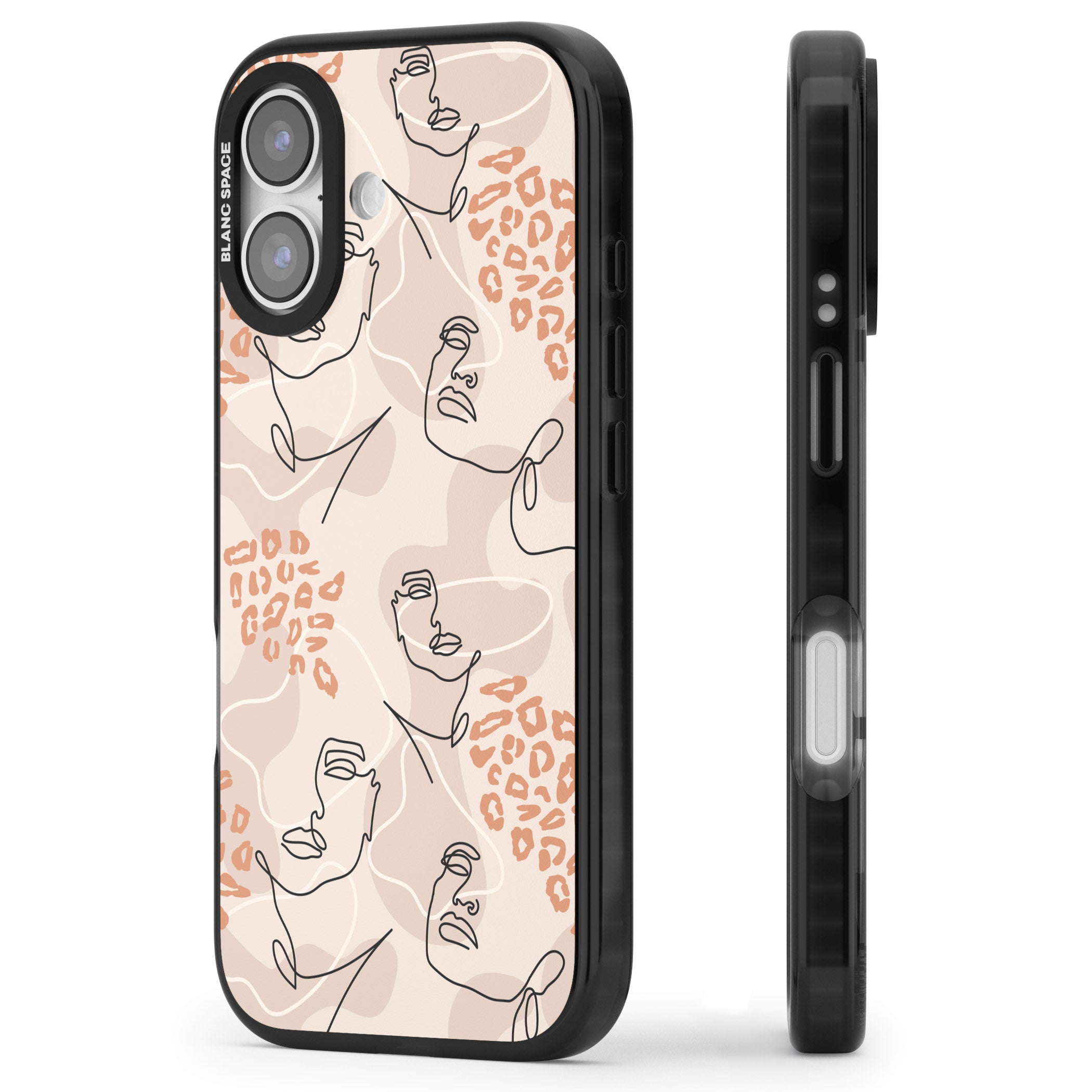 Abstract Faces Leopard iPhone 17 Impact Black Phone Case Side Profile