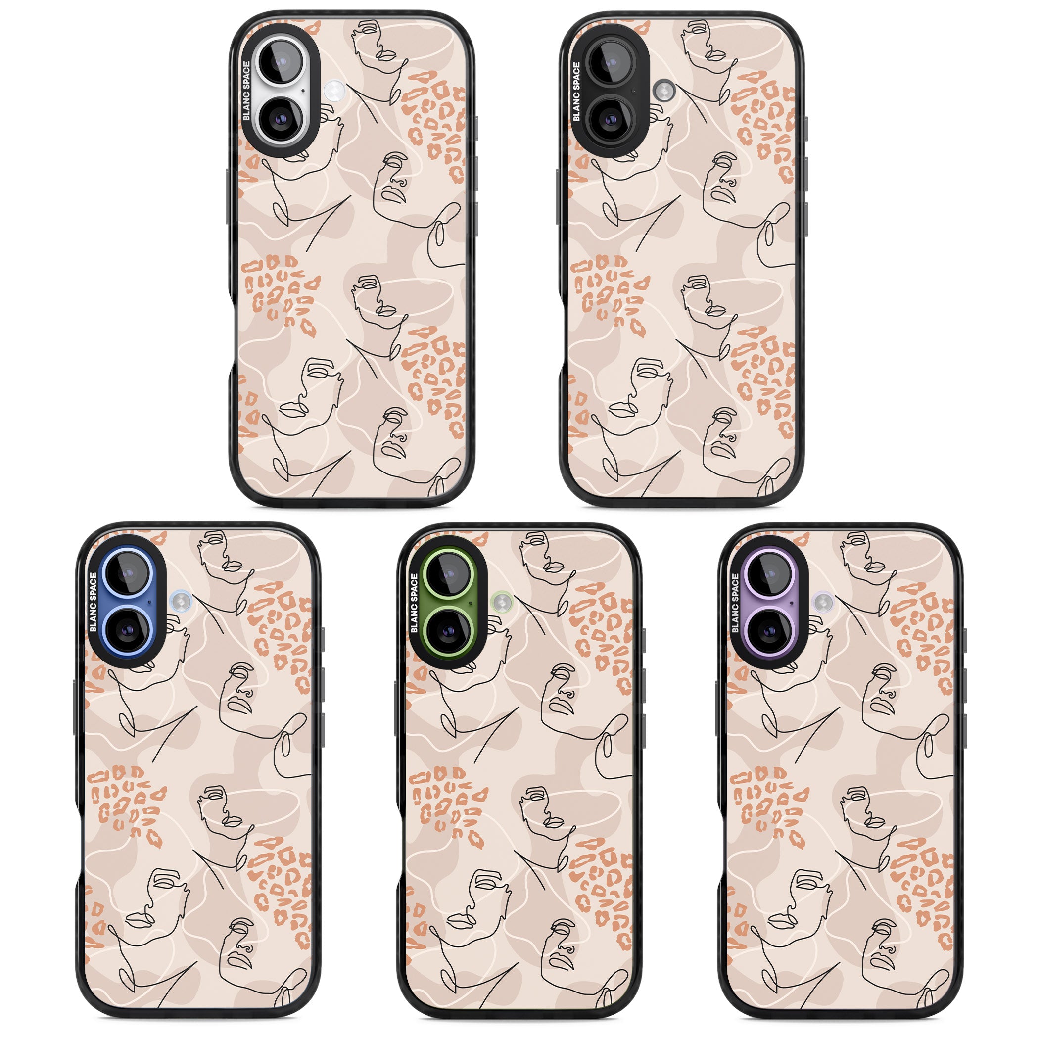 Abstract Faces Leopard iPhone 17 Impact Black Phone Case APT Impact Protection