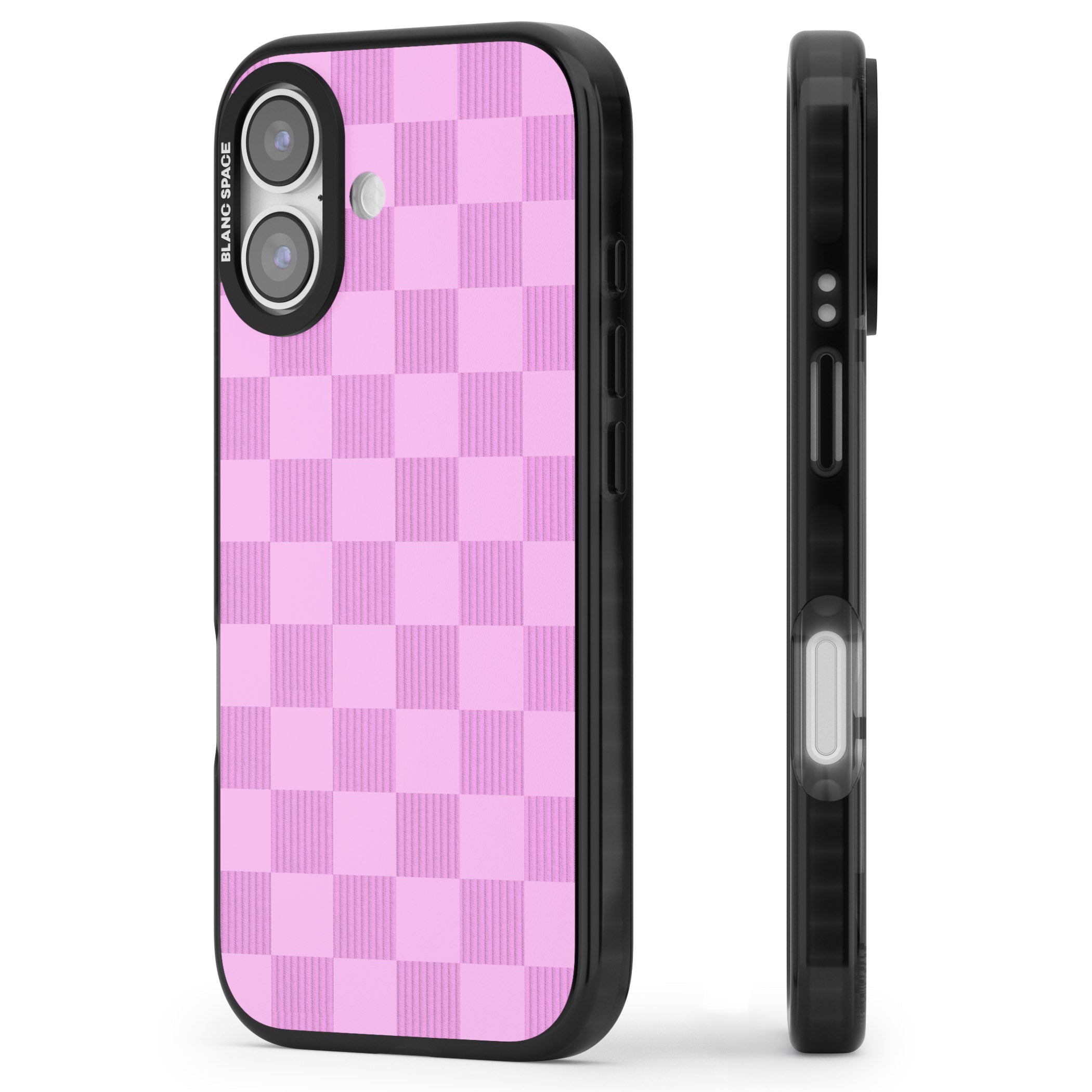 Bubblegum Checkered iPhone 17 Impact Black Phone Case Side Profile