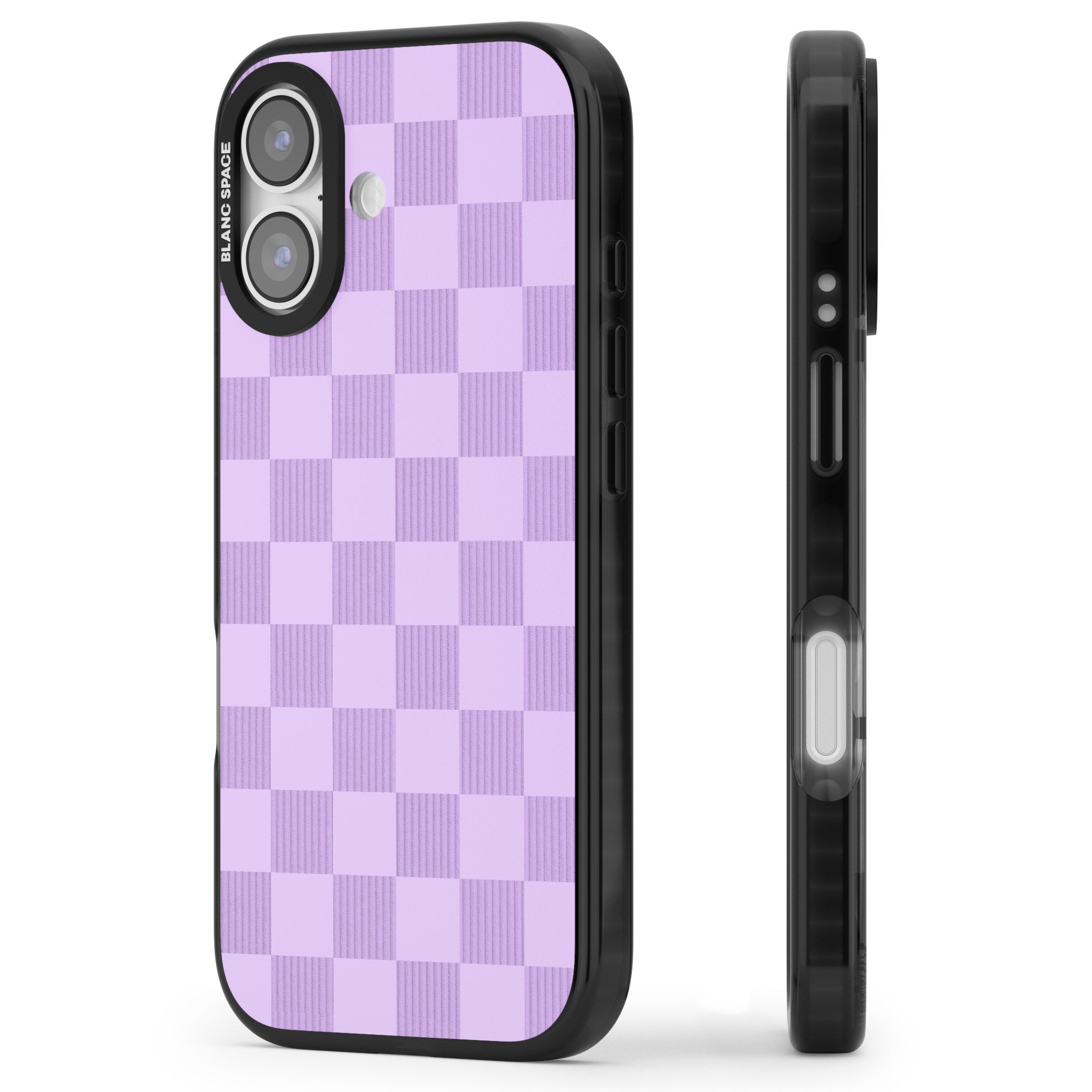 Lilac Checkered iPhone 17 Impact Black Phone Case Side Profile