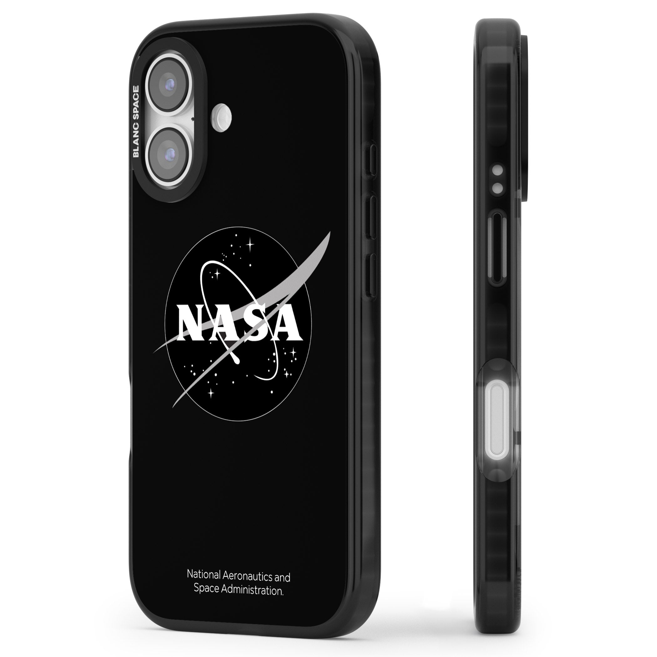 Dark Nasa Meatball iPhone 17 Impact Black Phone Case Side Profile