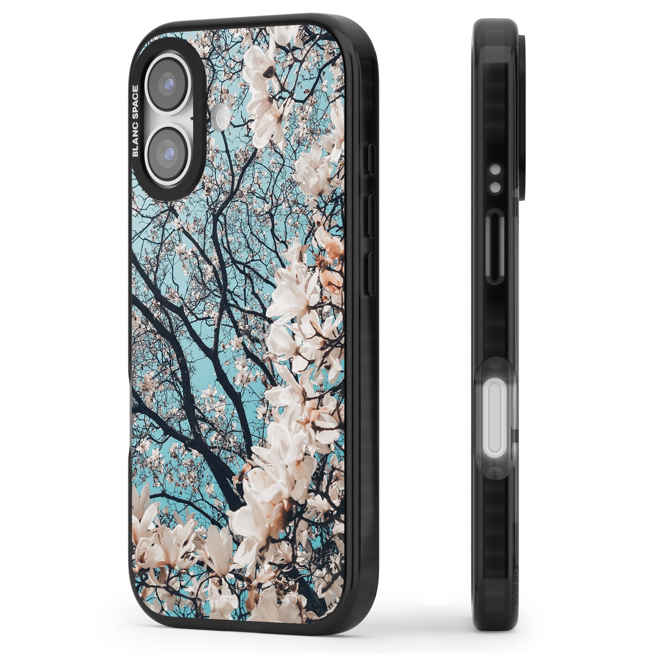 Magnolia Bloom iPhone 17 Impact Black Phone Case Side Profile