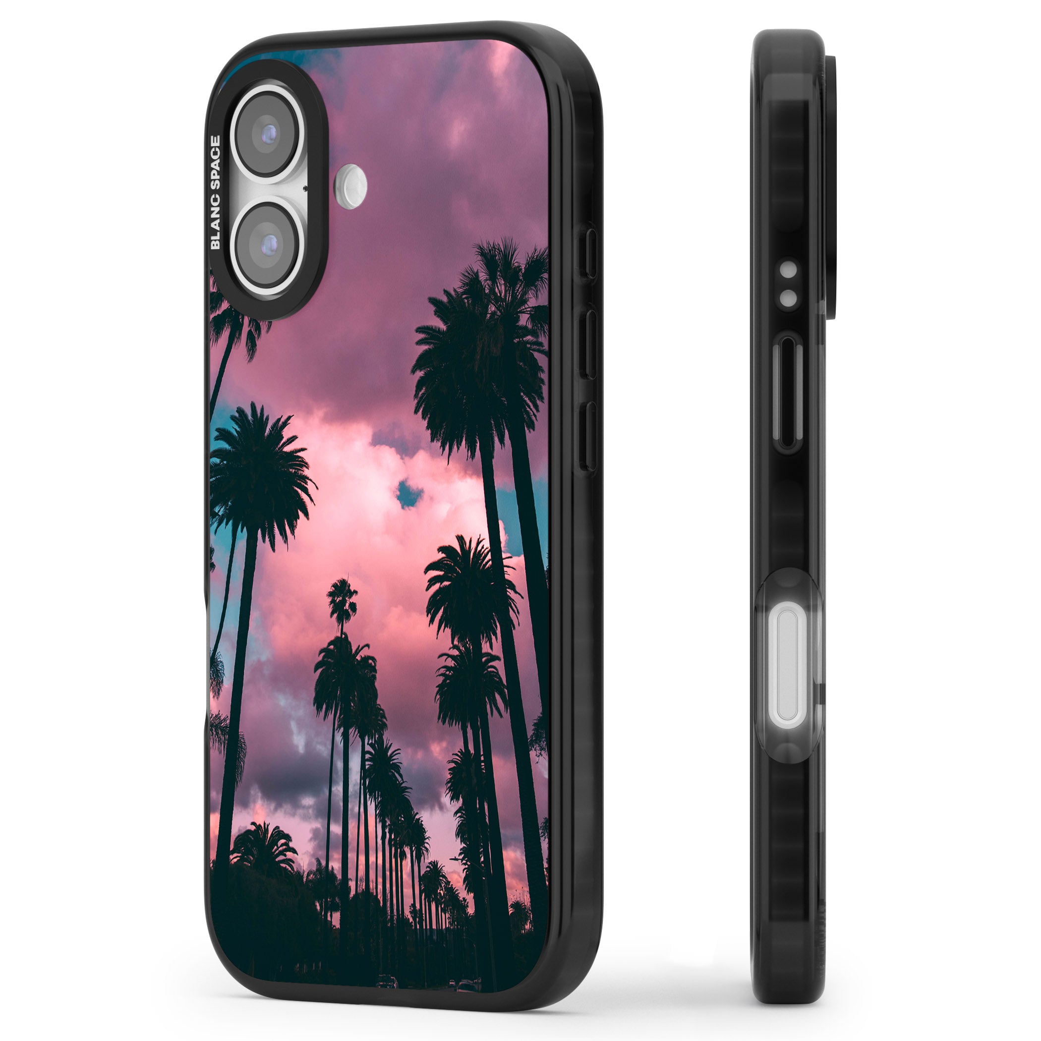 Sunset Palms iPhone 17 Impact Black Phone Case Side Profile