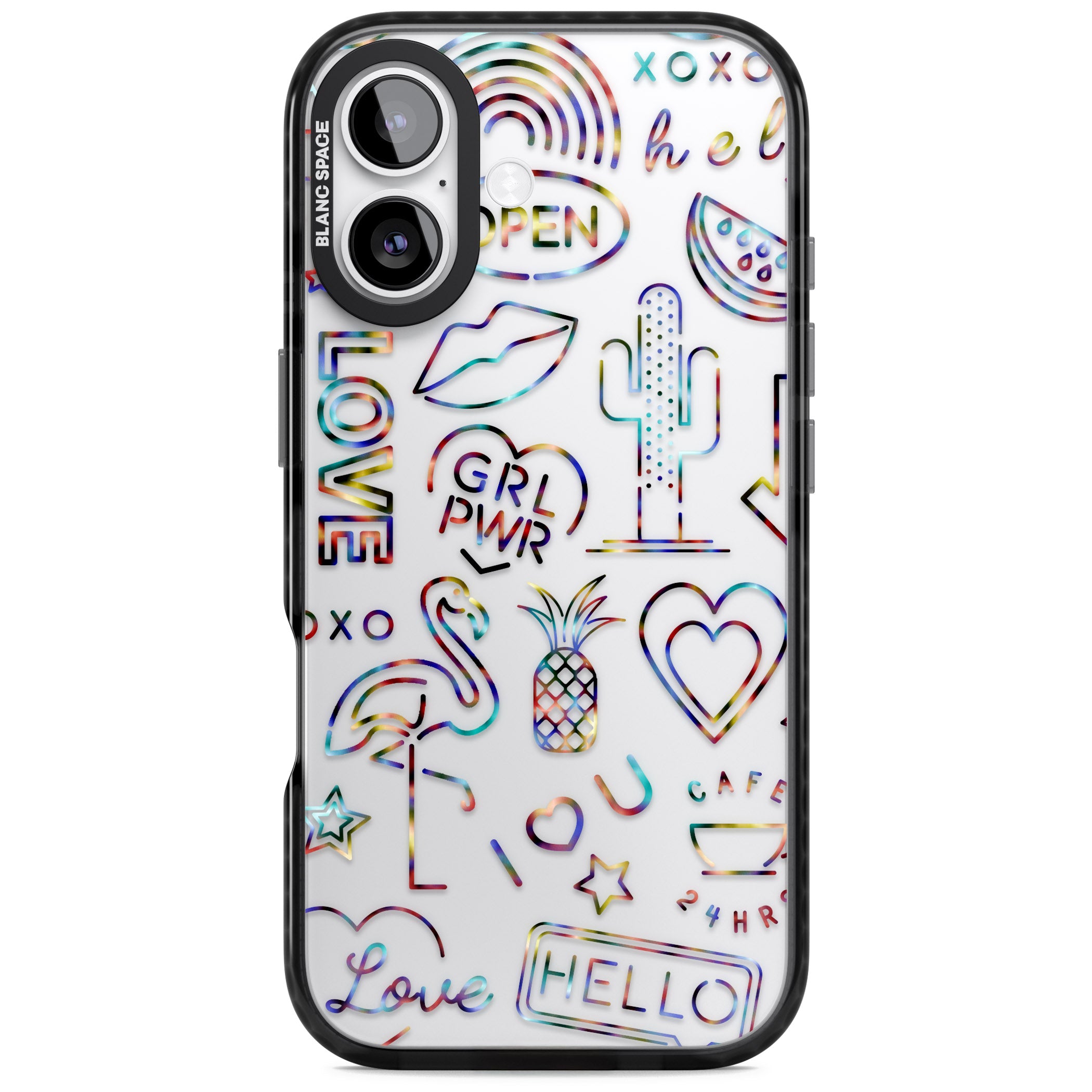 Funky Nebula Neon Sign iPhone 17 Impact Black Phone Case