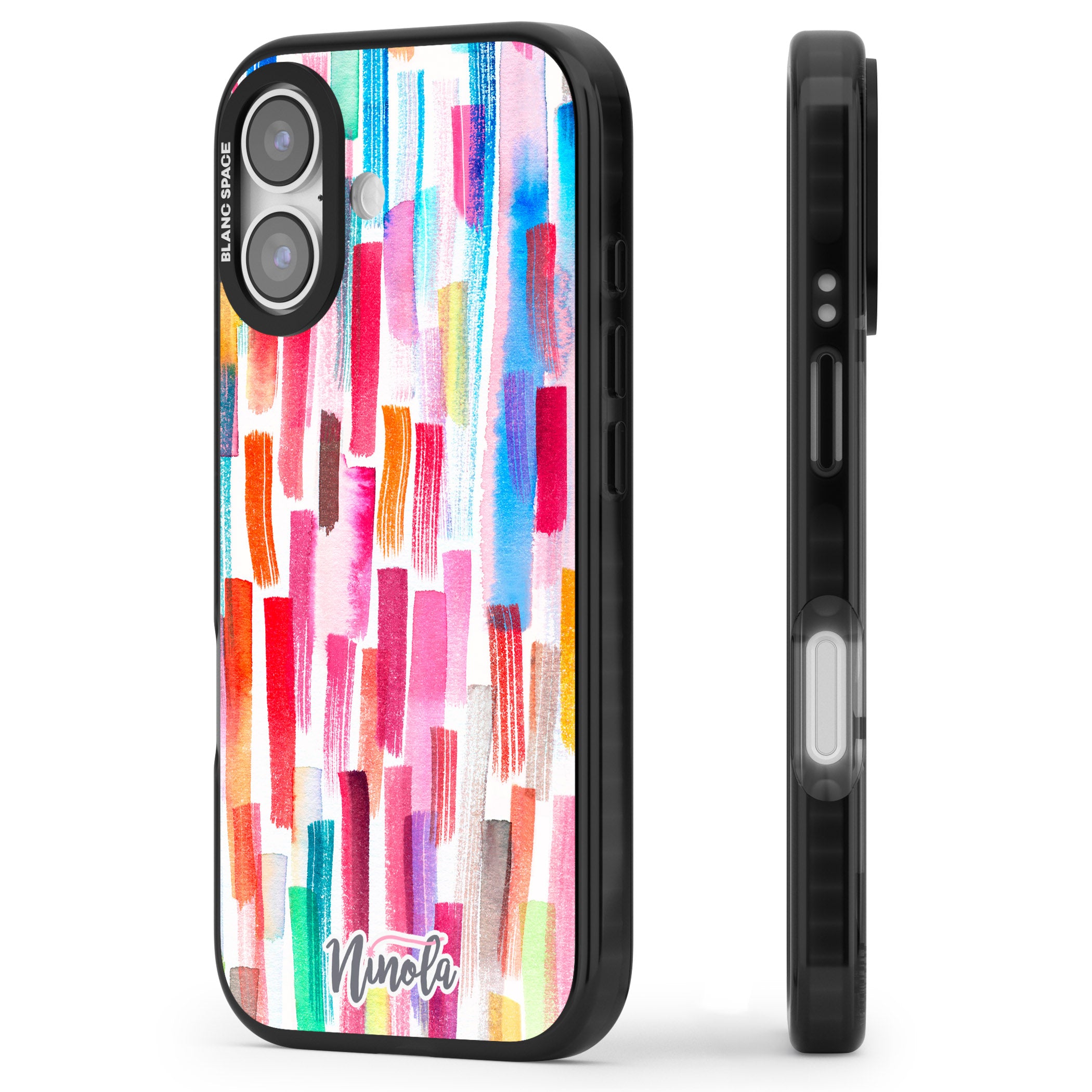 Colorful Brushstrokes iPhone 17 Impact Black Phone Case Side Profile