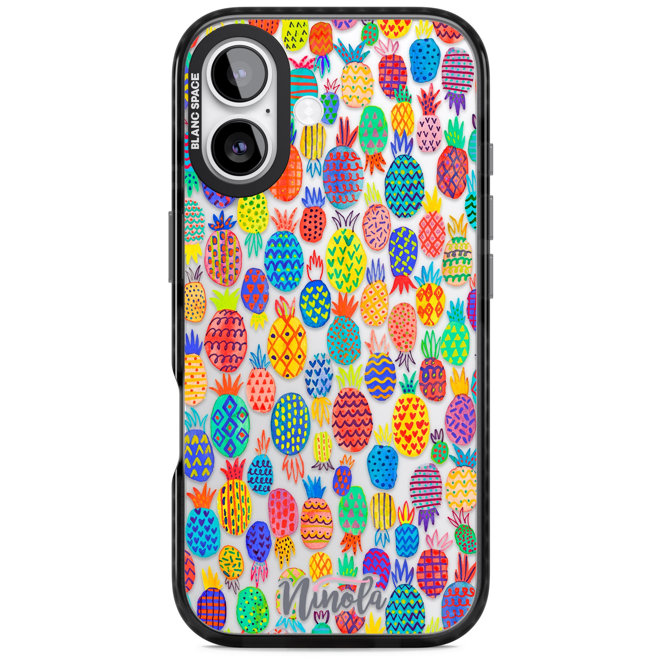 Vibrant Pineapple Pattern iPhone 17 Impact Black Phone Case