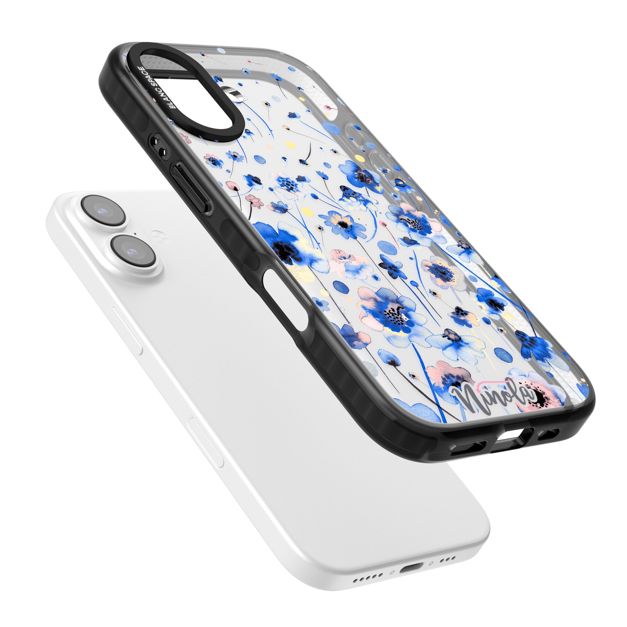 Ink Flowers Blue iPhone 17 Impact Black Phone Case Colours