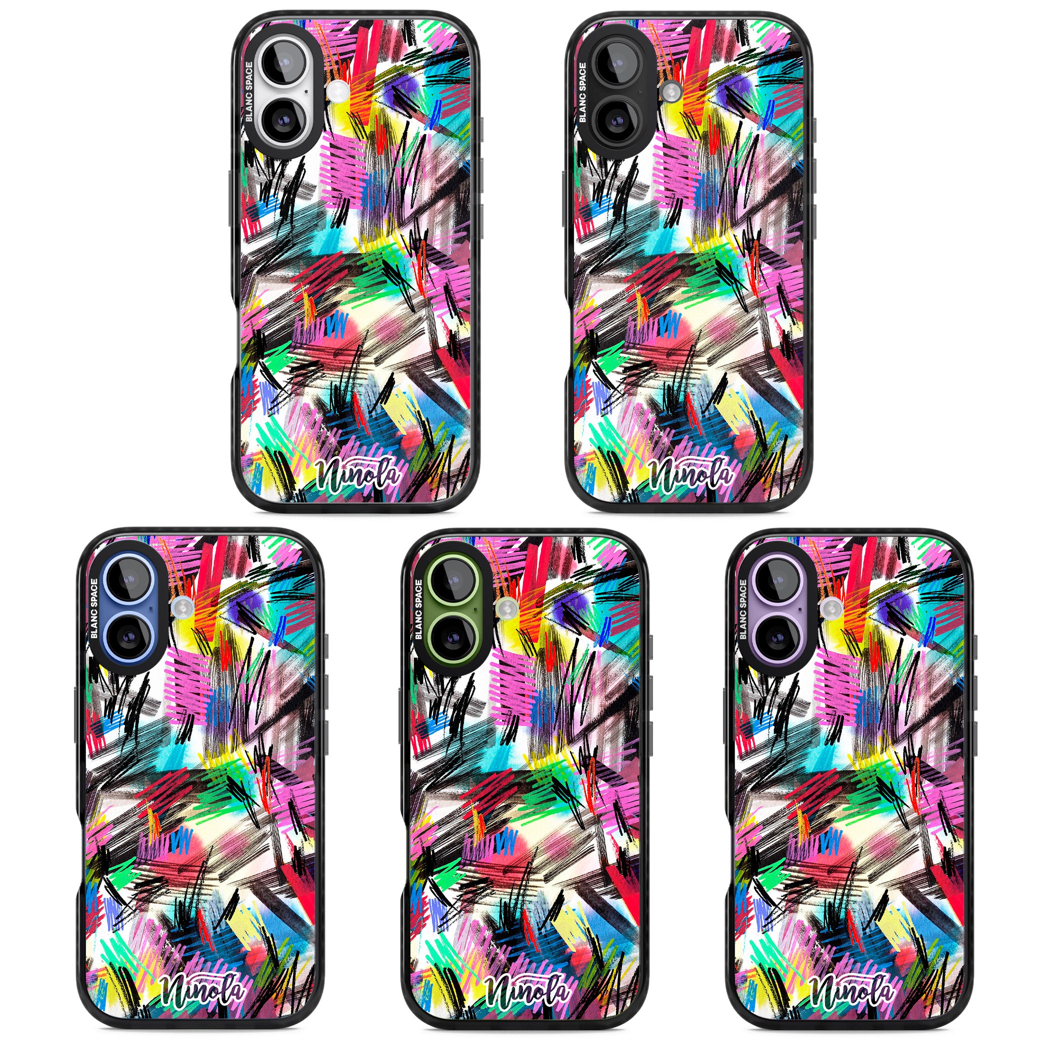 Wild Strokes Rainbow iPhone 17 Impact Black Phone Case APT Impact Protection