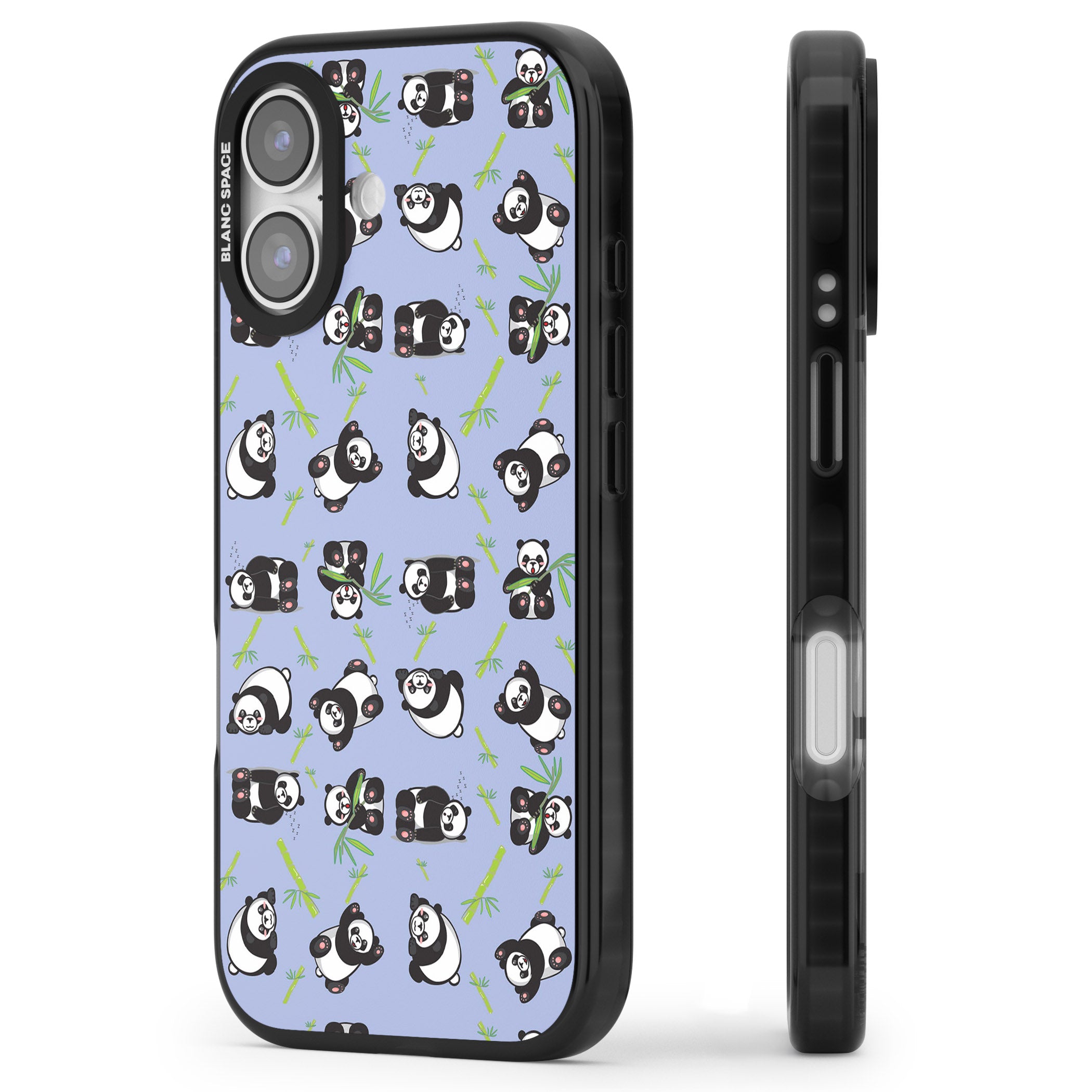 Panda Pattern iPhone 17 Impact Black Phone Case Side Profile