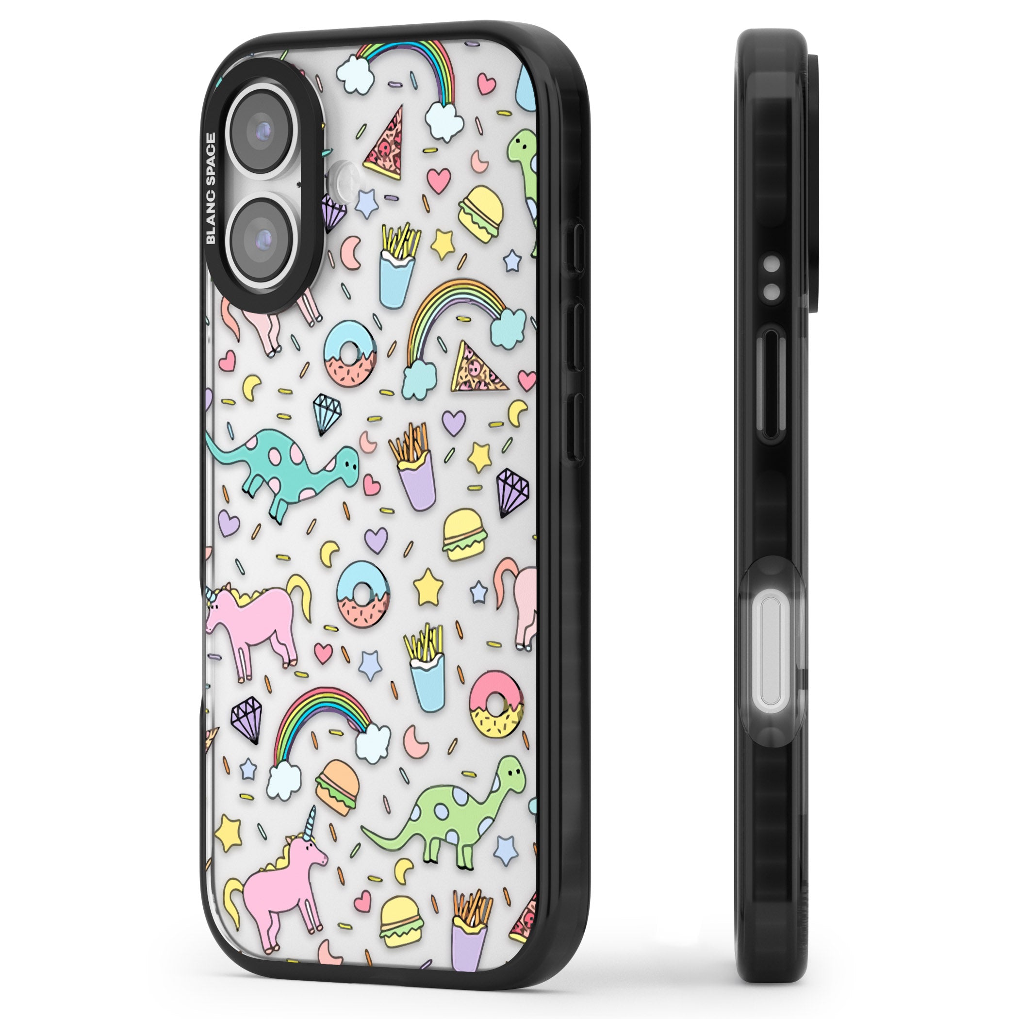 Cute Pattern iPhone 17 Impact Black Phone Case Side Profile