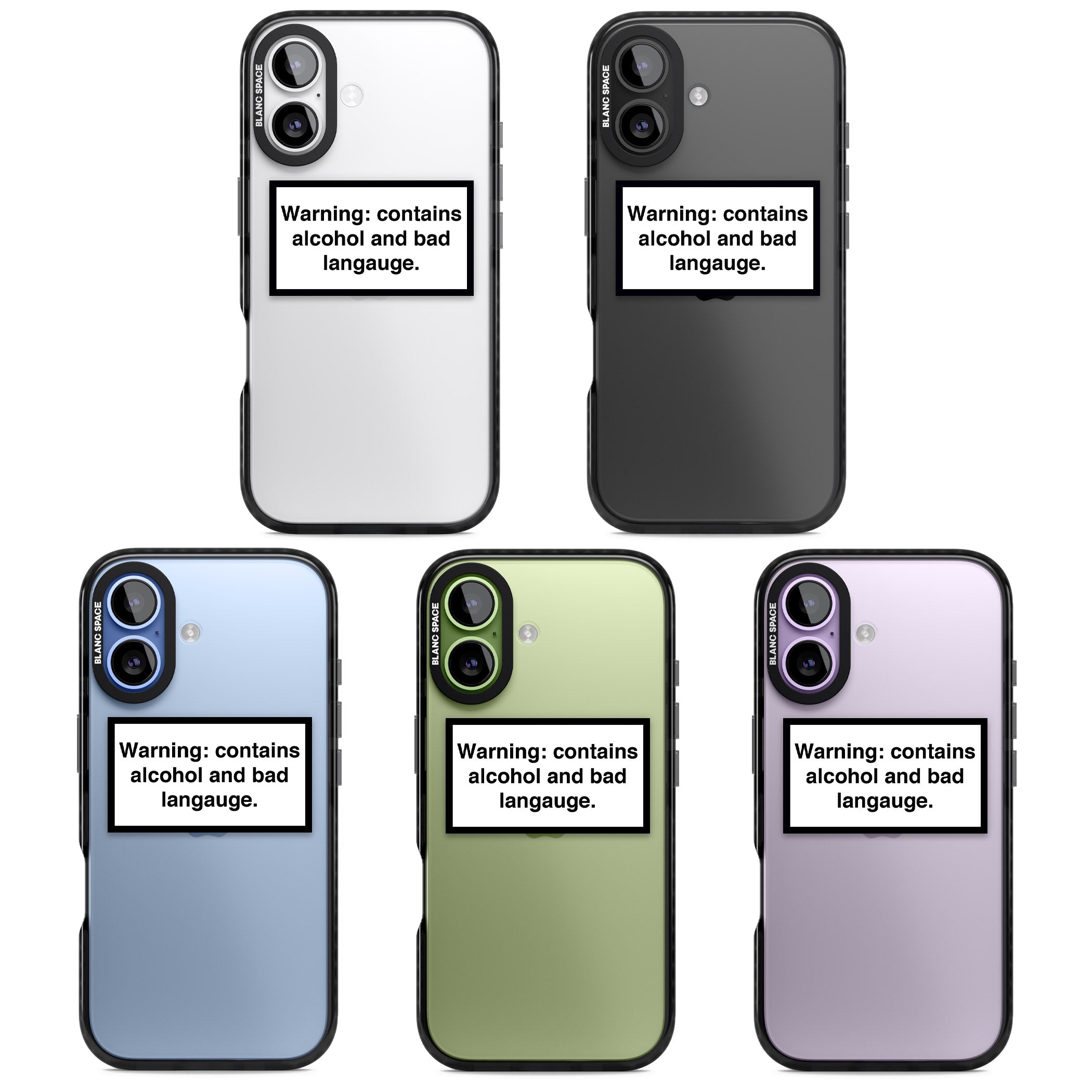 Warning: Contains Alcohol & Bad Language iPhone 17 Impact Black Phone Case APT Impact Protection