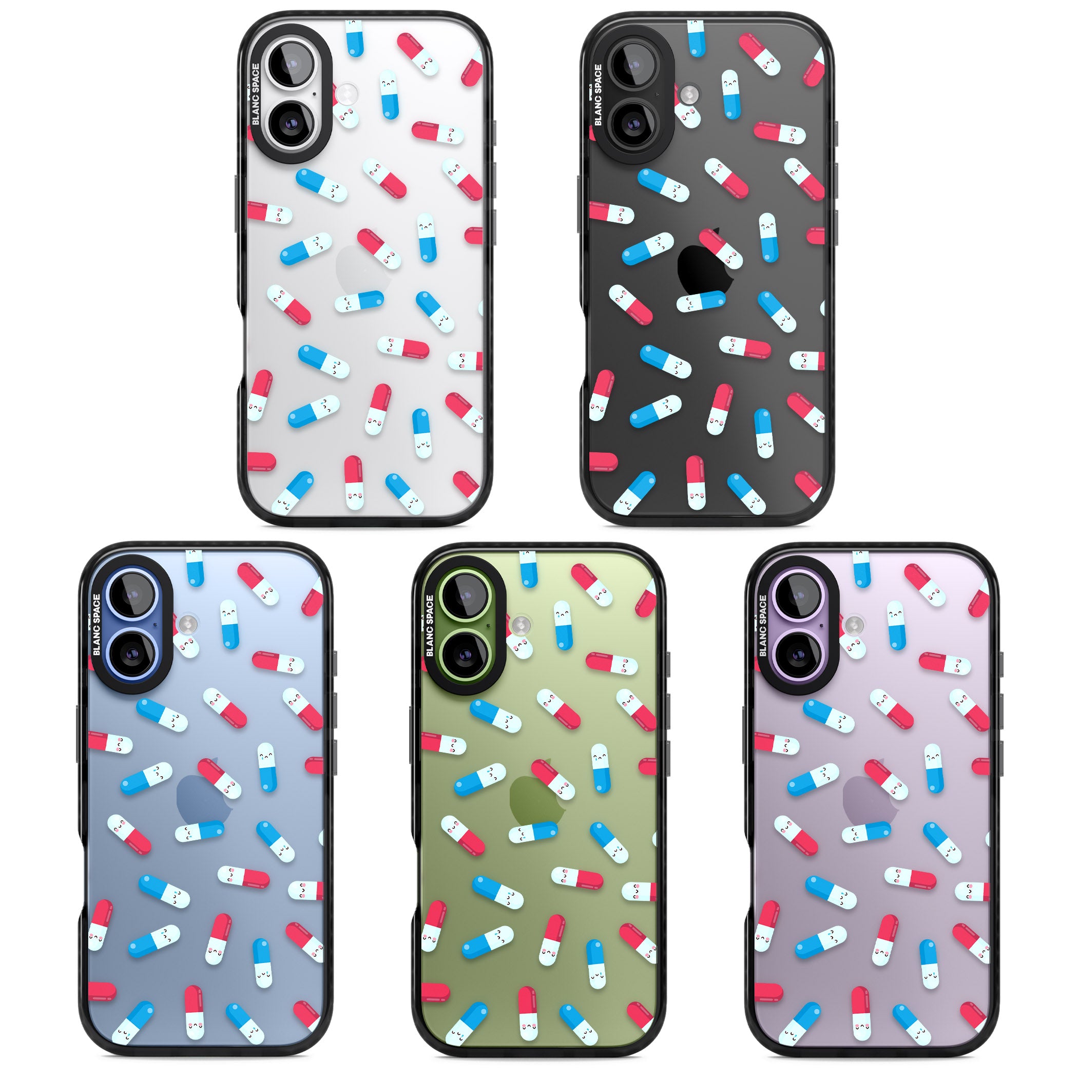 Kawaii Pill Pattern iPhone 17 Impact Black Phone Case APT Impact Protection
