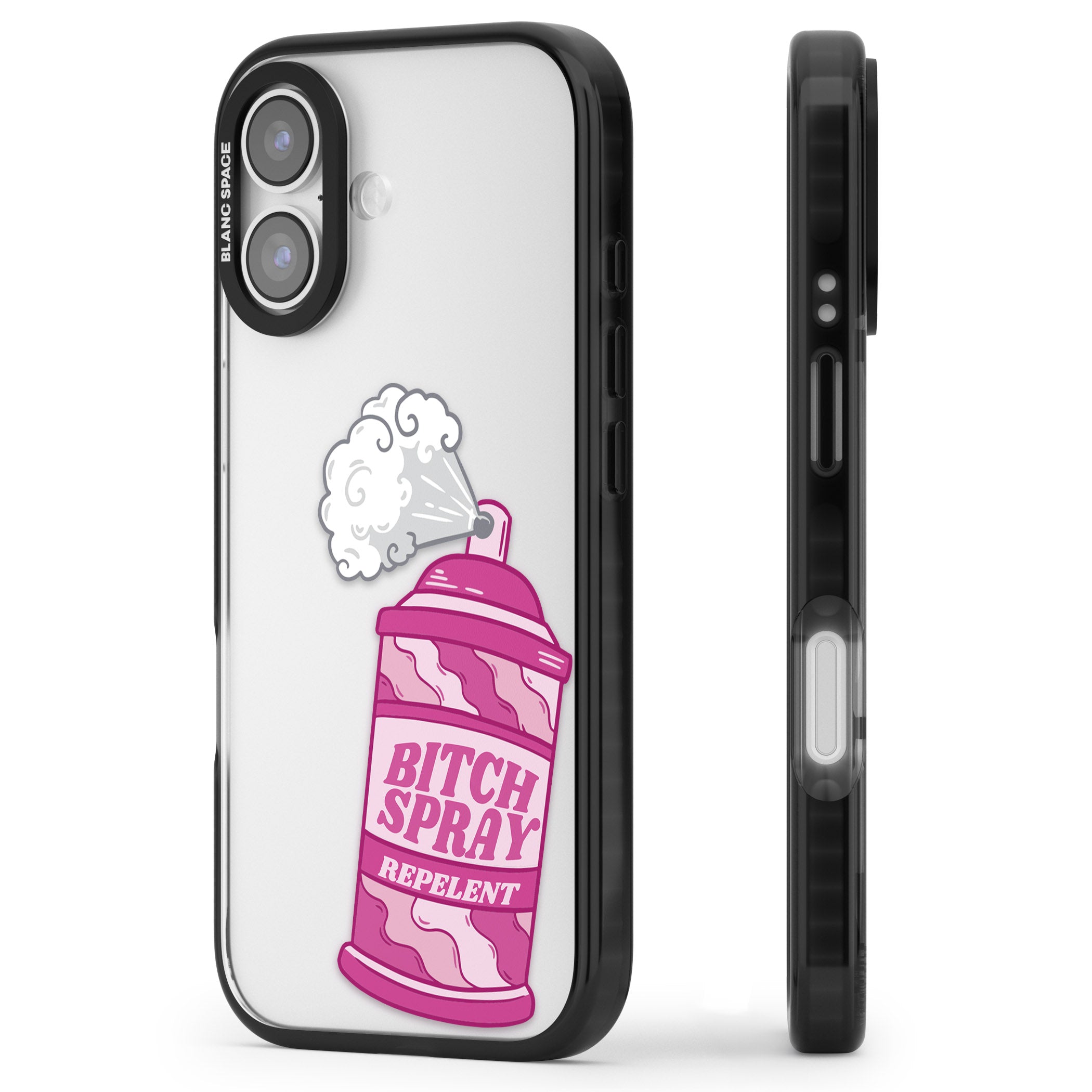 B*Tch Spray iPhone 17 Impact Black Phone Case Side Profile