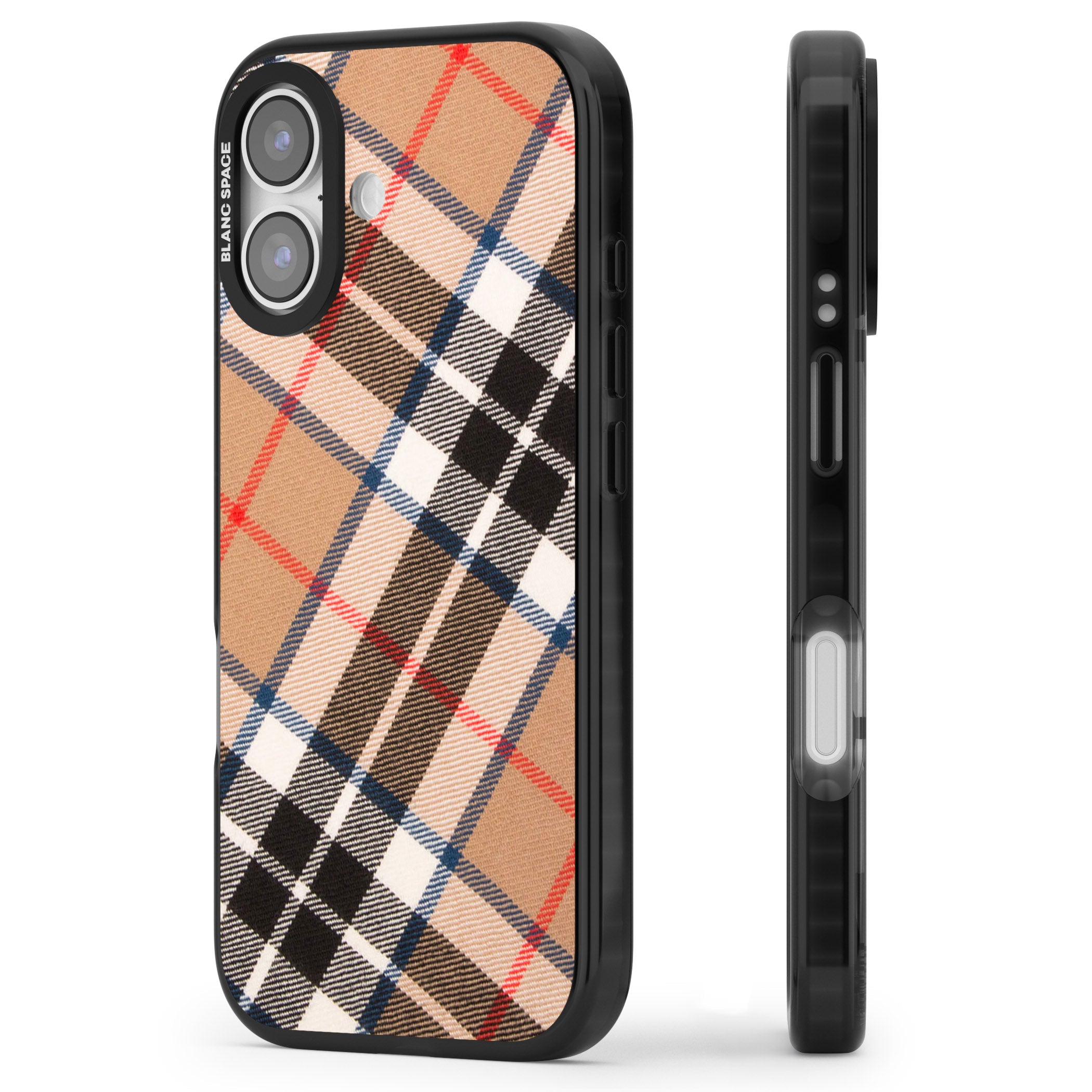 Haymarket Check iPhone 17 Impact Black Phone Case Side Profile