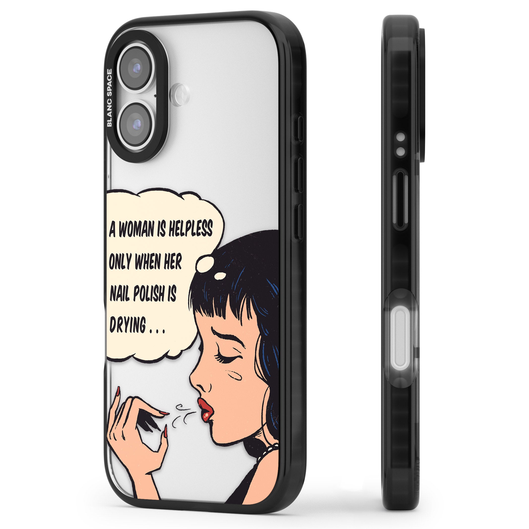 Drying Nails Pop Art iPhone 17 Impact Black Phone Case Side Profile