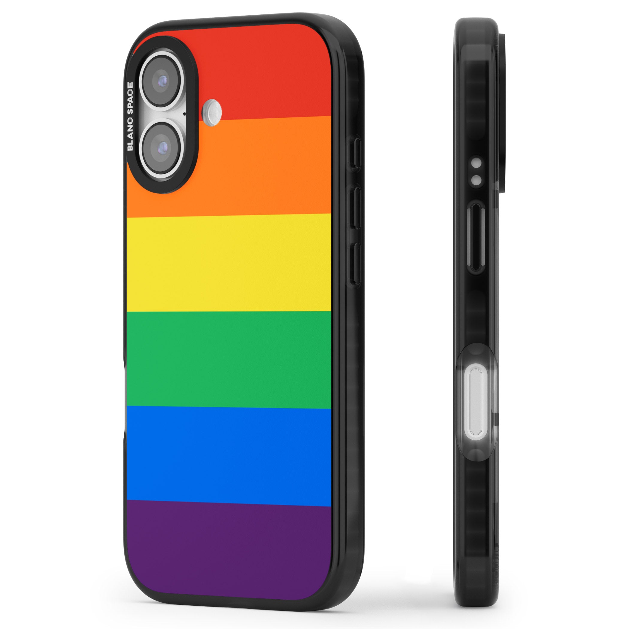 Rainbow Stripes iPhone 17 Impact Black Phone Case Side Profile
