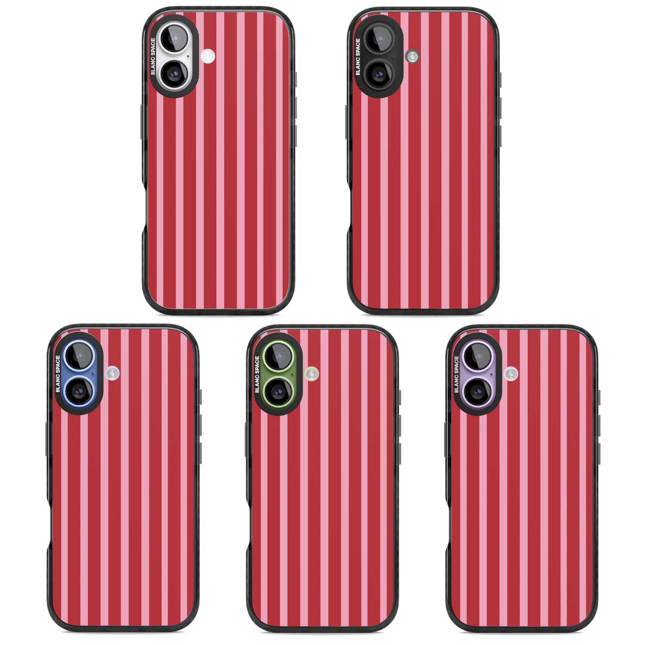 Raspberry Stripe coquette iPhone case featuring red and pink vertical stripes in a candy-inspired pattern | Clear Impact case for iPhone 17