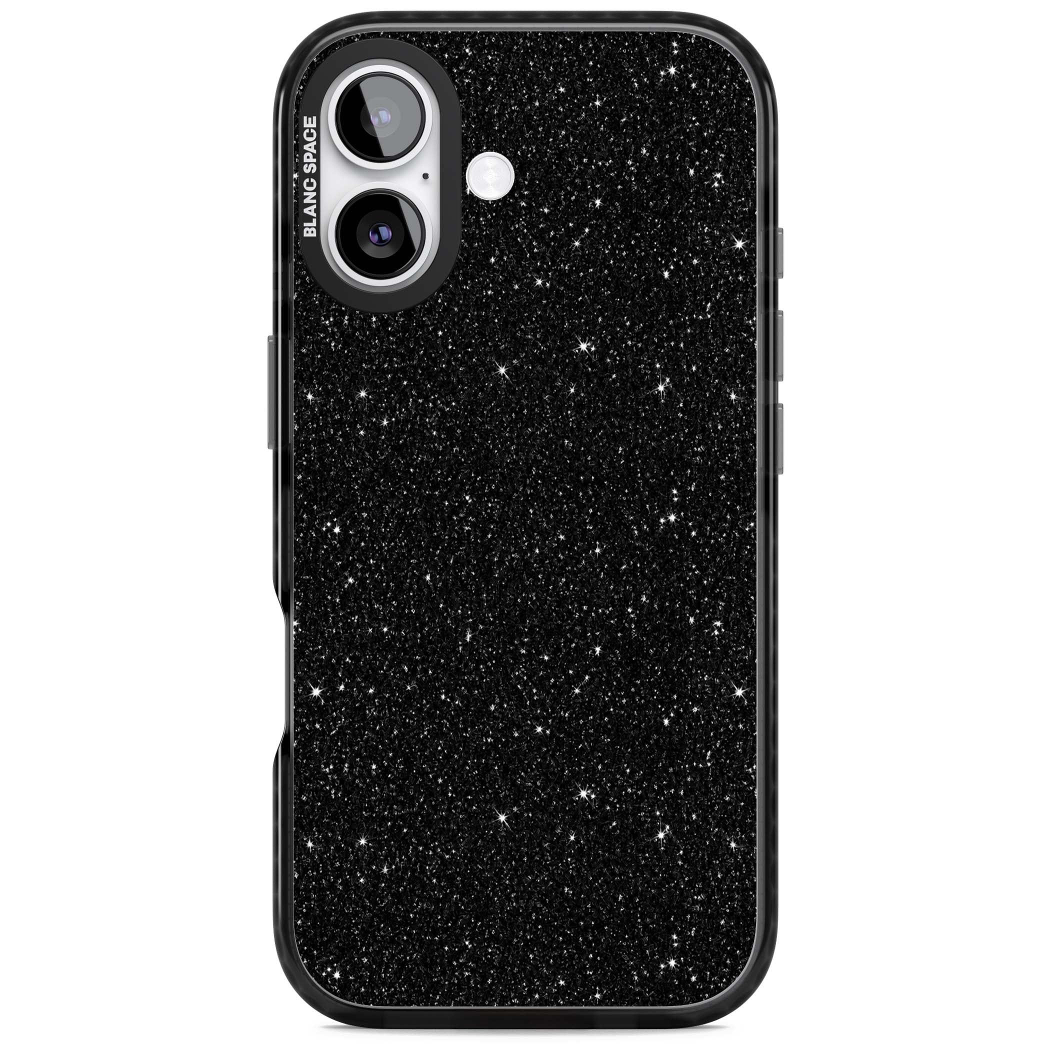 Black Glitter black glitter iPhone case featuring an all-over sparkly shimmer pattern on a jet black base | Clear Impact case for iPhone 17