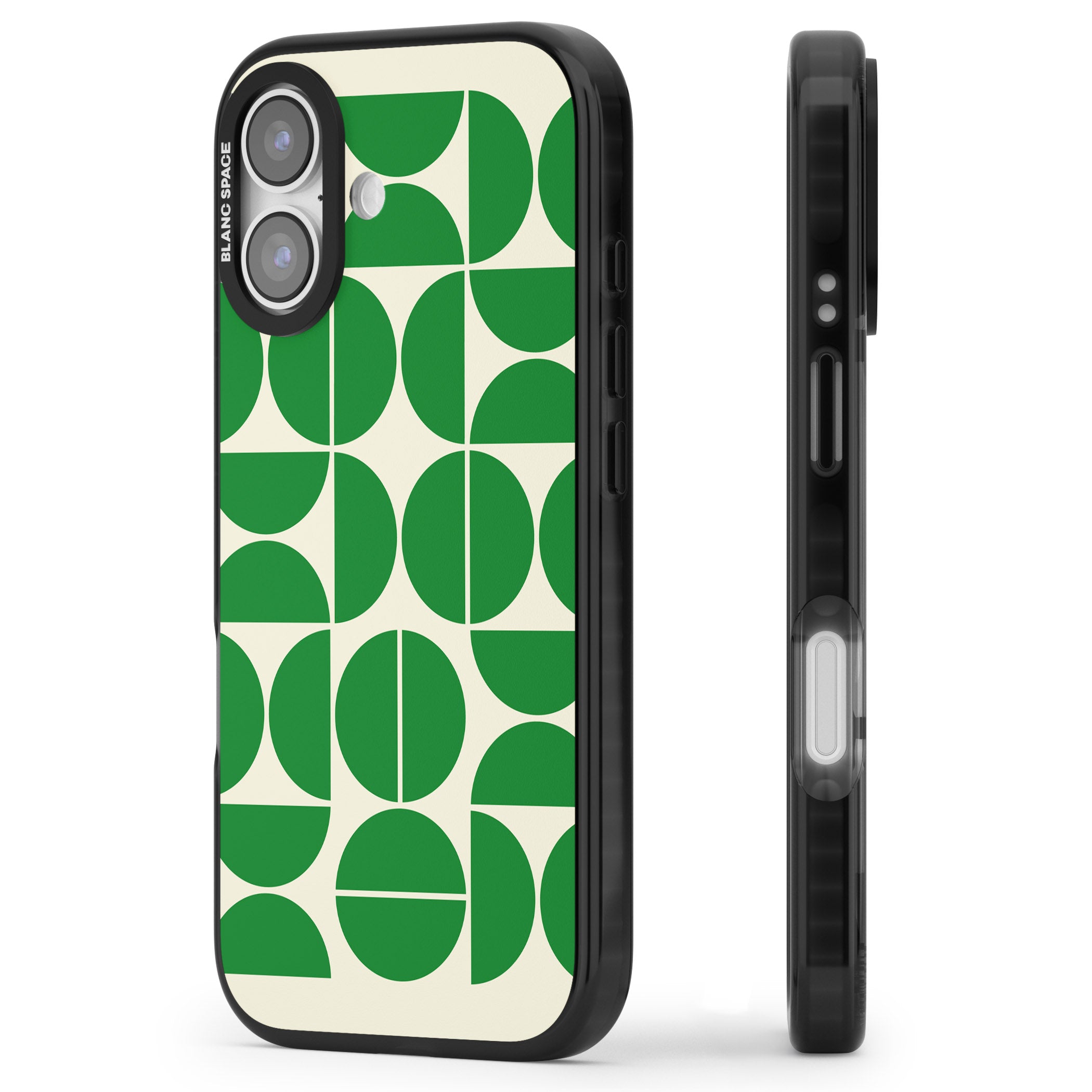 Retro Green Circles iPhone 17 Impact Black Phone Case Side Profile
