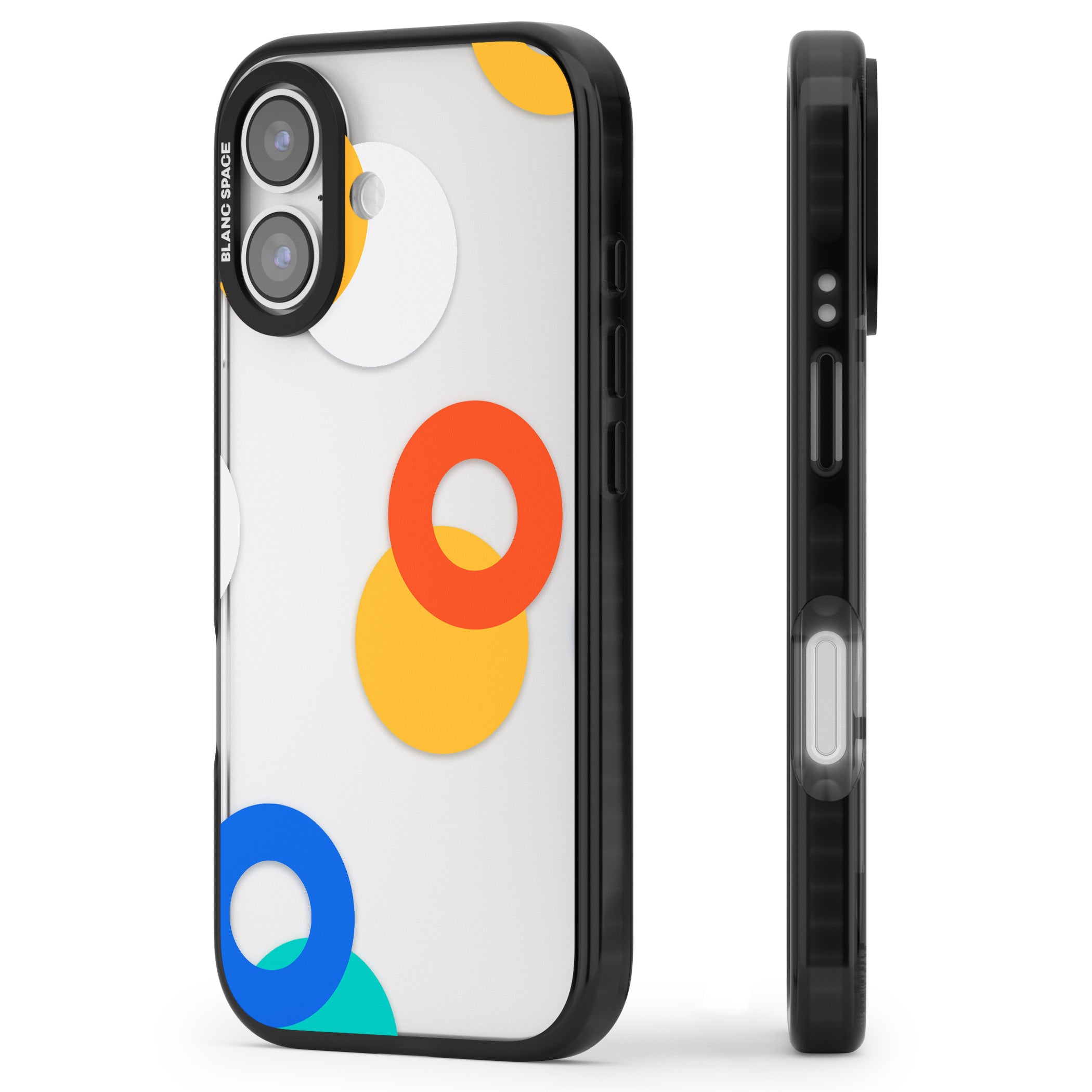 Abstract Mixed Circles iPhone 17 Impact Black Phone Case Side Profile