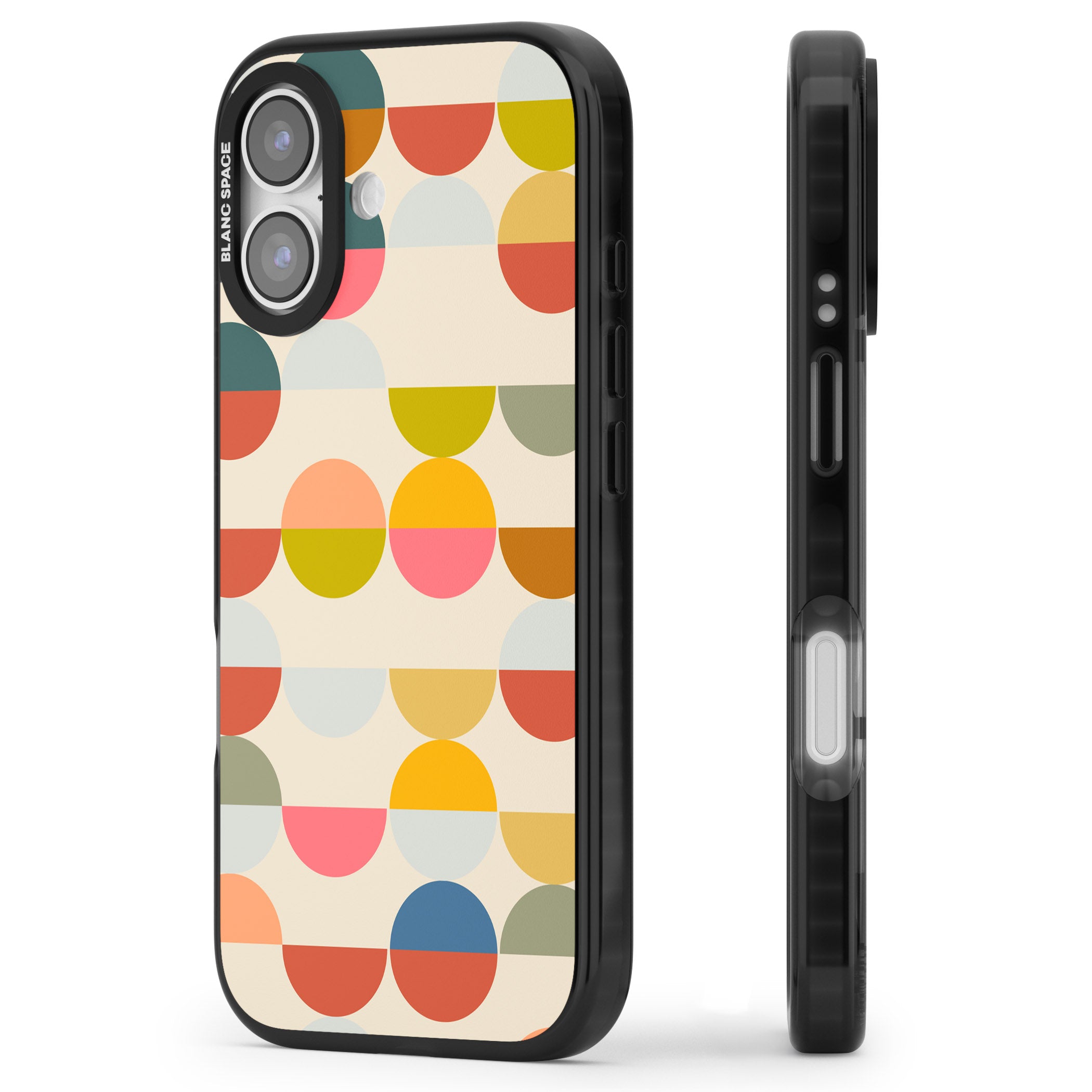 Colorful Retro Circles iPhone 17 Impact Black Phone Case Side Profile