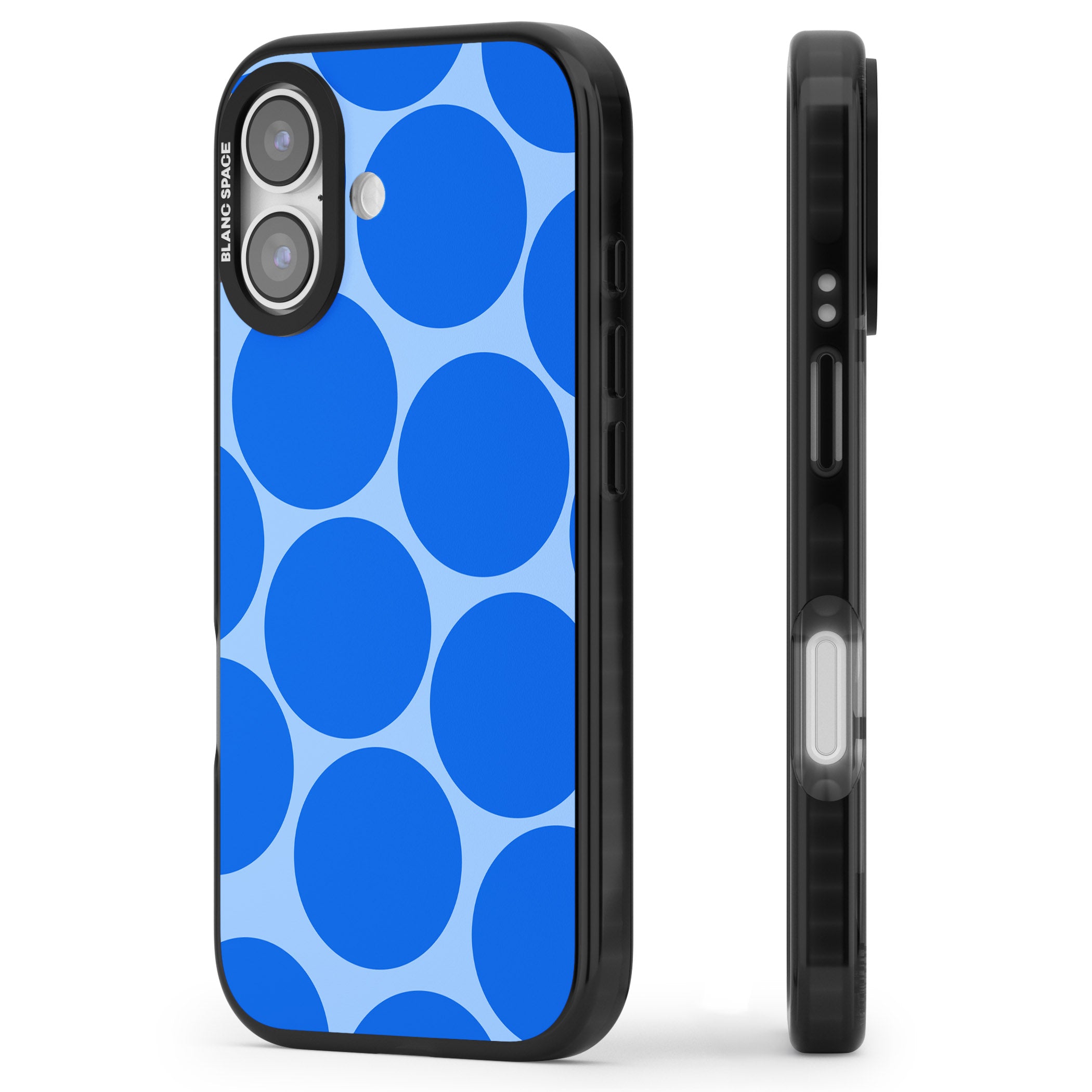 Retro Blue Dot iPhone 17 Impact Black Phone Case Side Profile