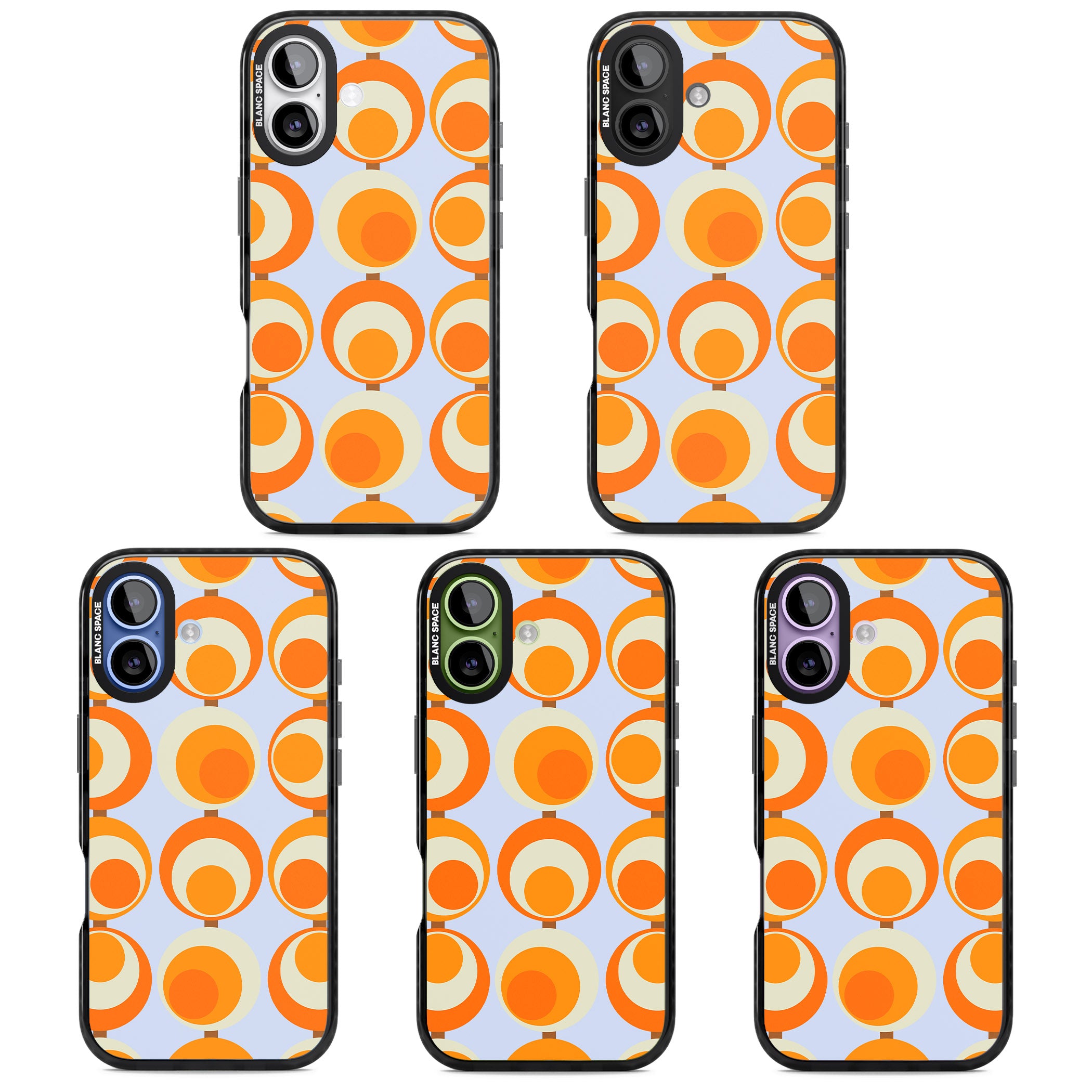 Mid Century Blue Orange Pattern iPhone 17 Impact Black Phone Case APT Impact Protection