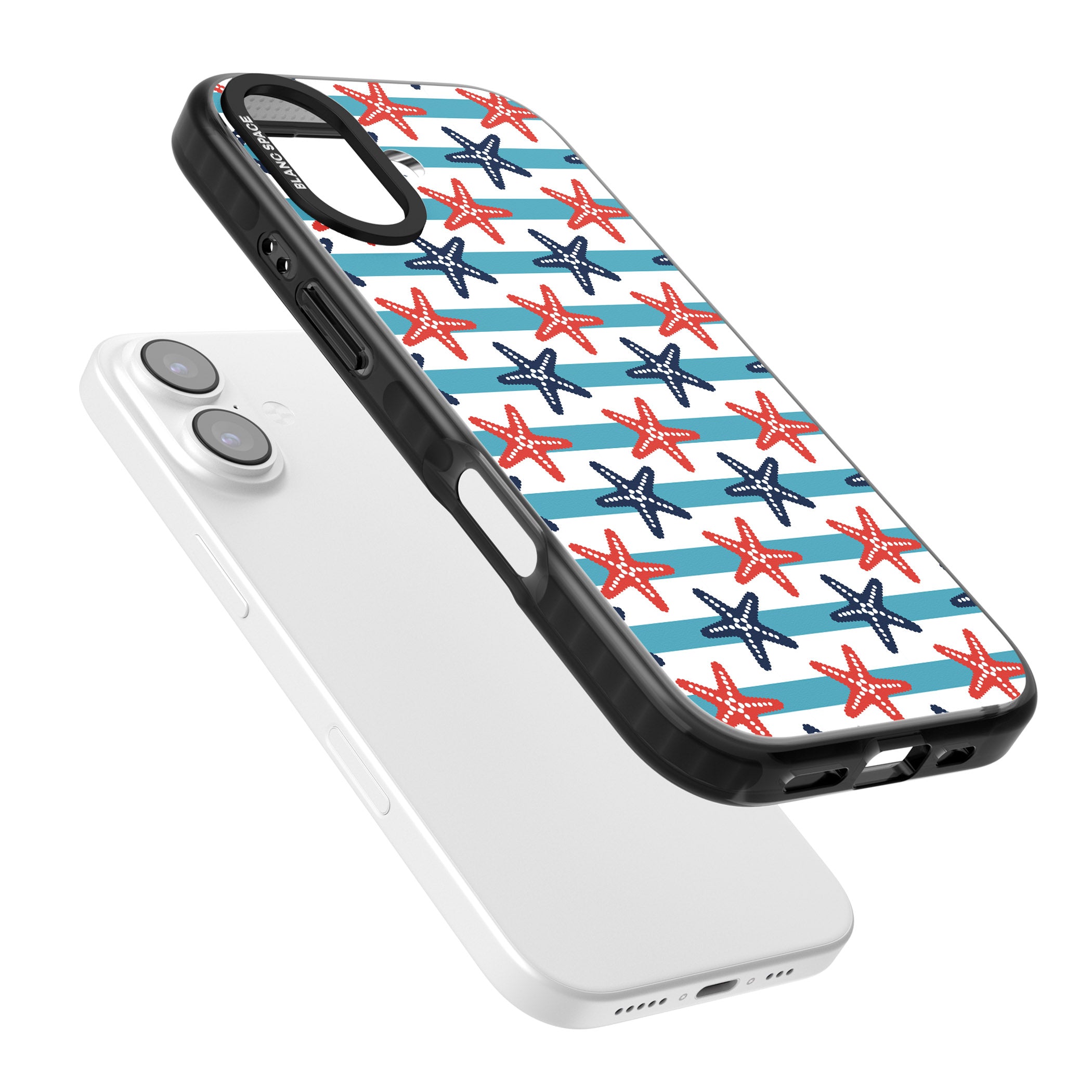 Nautical Starfish Stripe iPhone 17 Impact Black Phone Case Colours