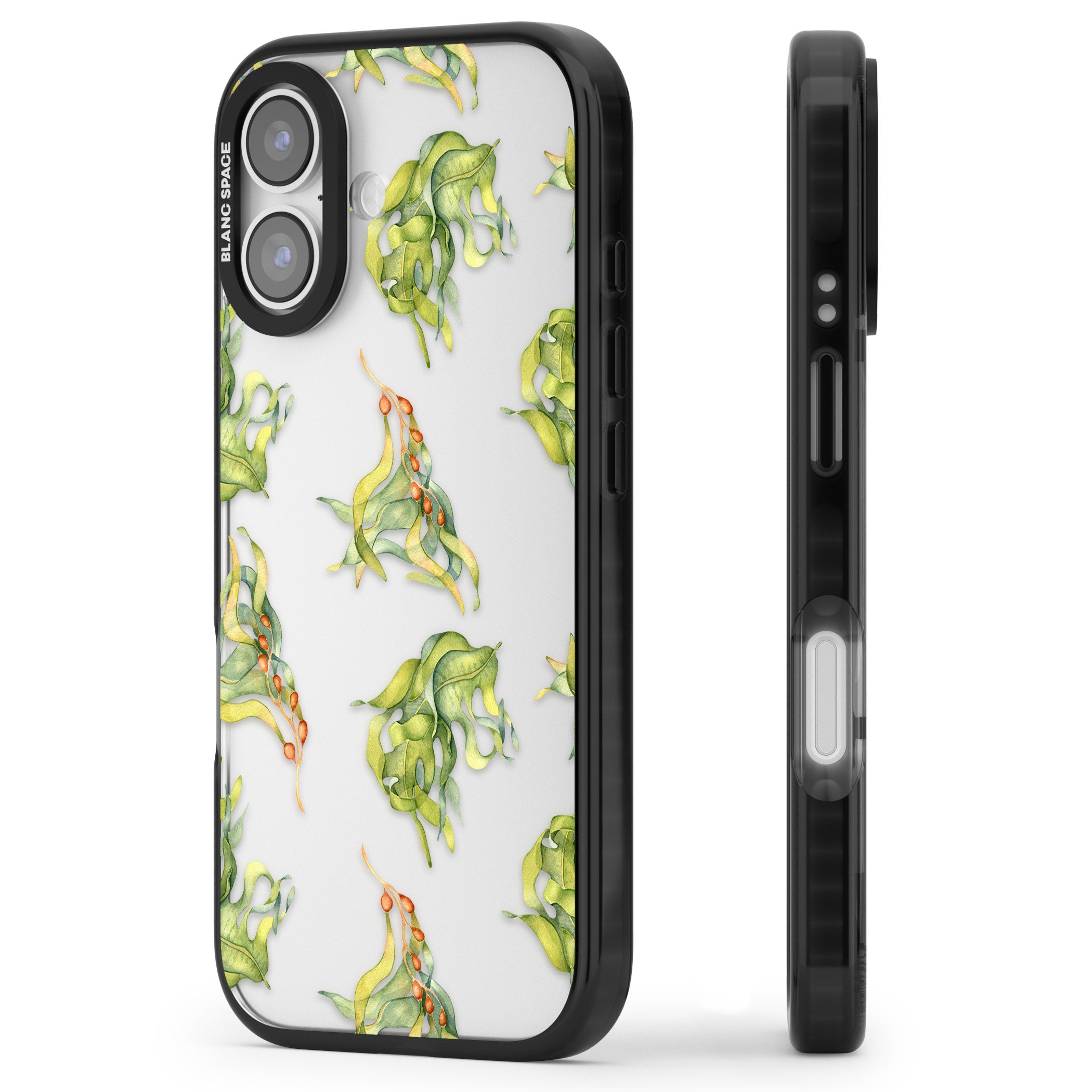 Flowing Seaweed Watercolor iPhone 17 Impact Black Phone Case Side Profile