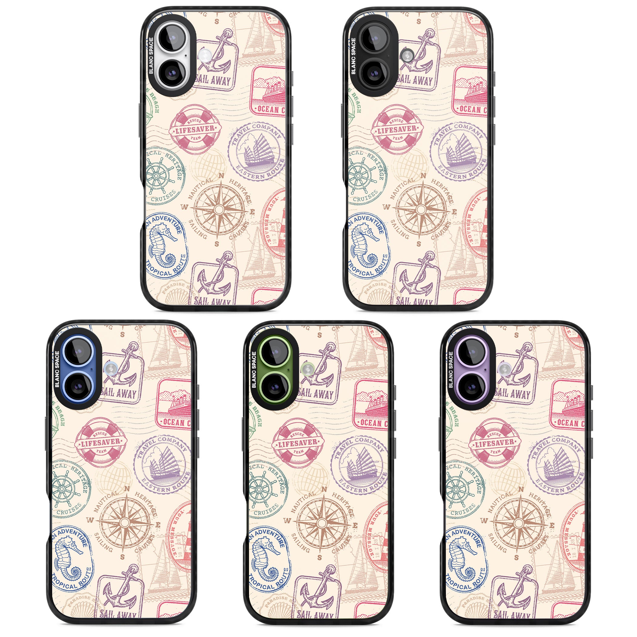 Nautical Stamps iPhone 17 Impact Black Phone Case APT Impact Protection