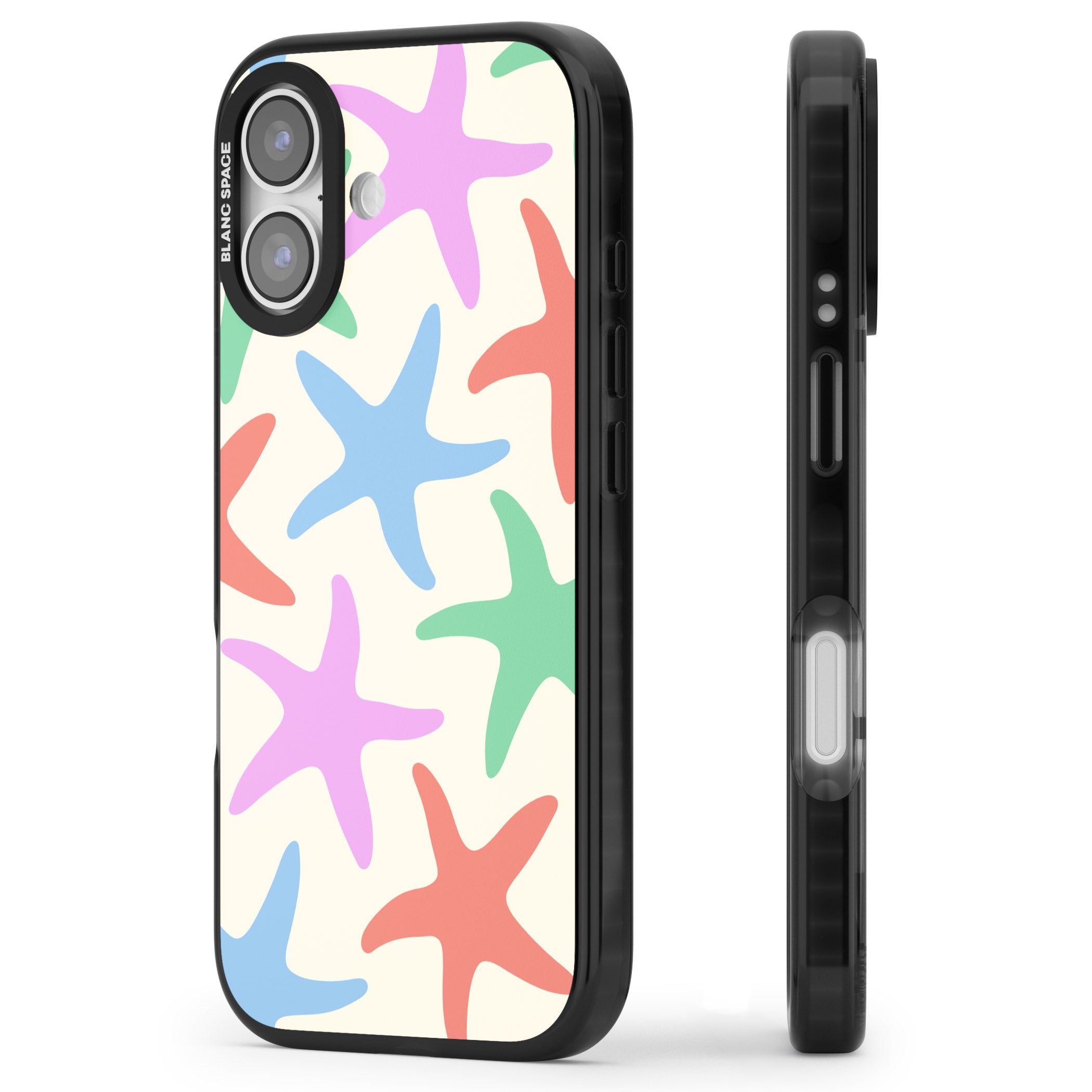 Pastel Starfish iPhone 17 Impact Black Phone Case Side Profile
