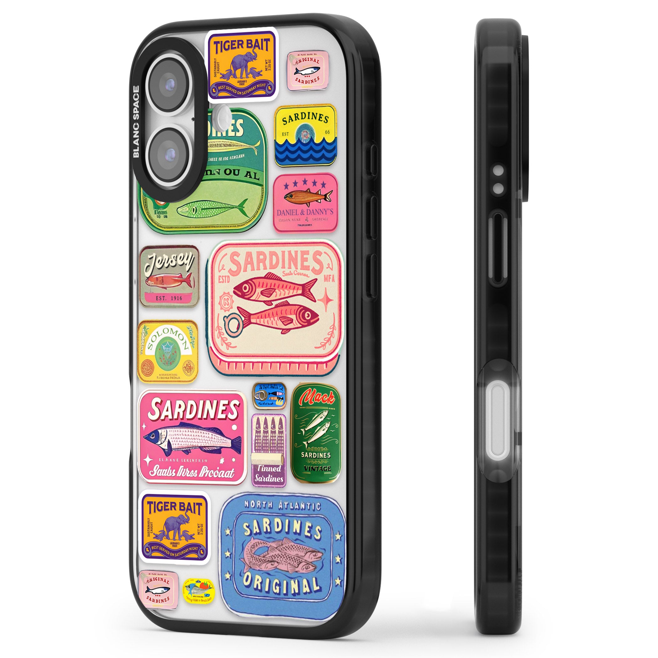 Vintage Sardine Tins iPhone 17 Impact Black Phone Case Side Profile