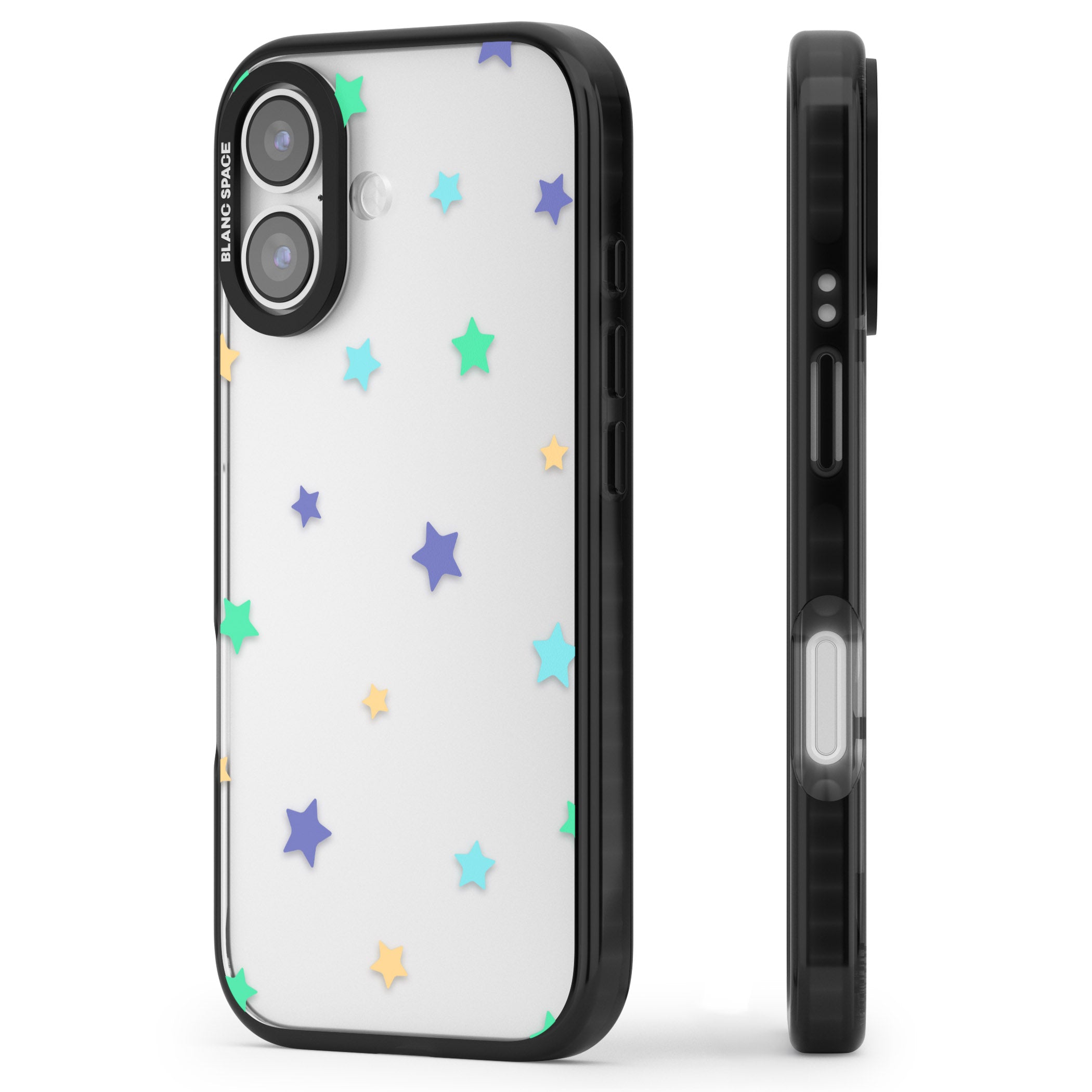 Pastel Star Pattern iPhone 17 Impact Black Phone Case Side Profile