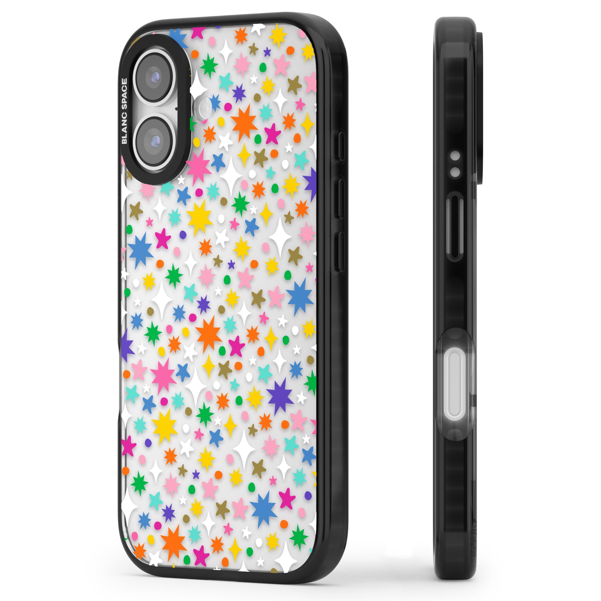 Rainbow Starburst iPhone 17 Impact Black Phone Case Side Profile