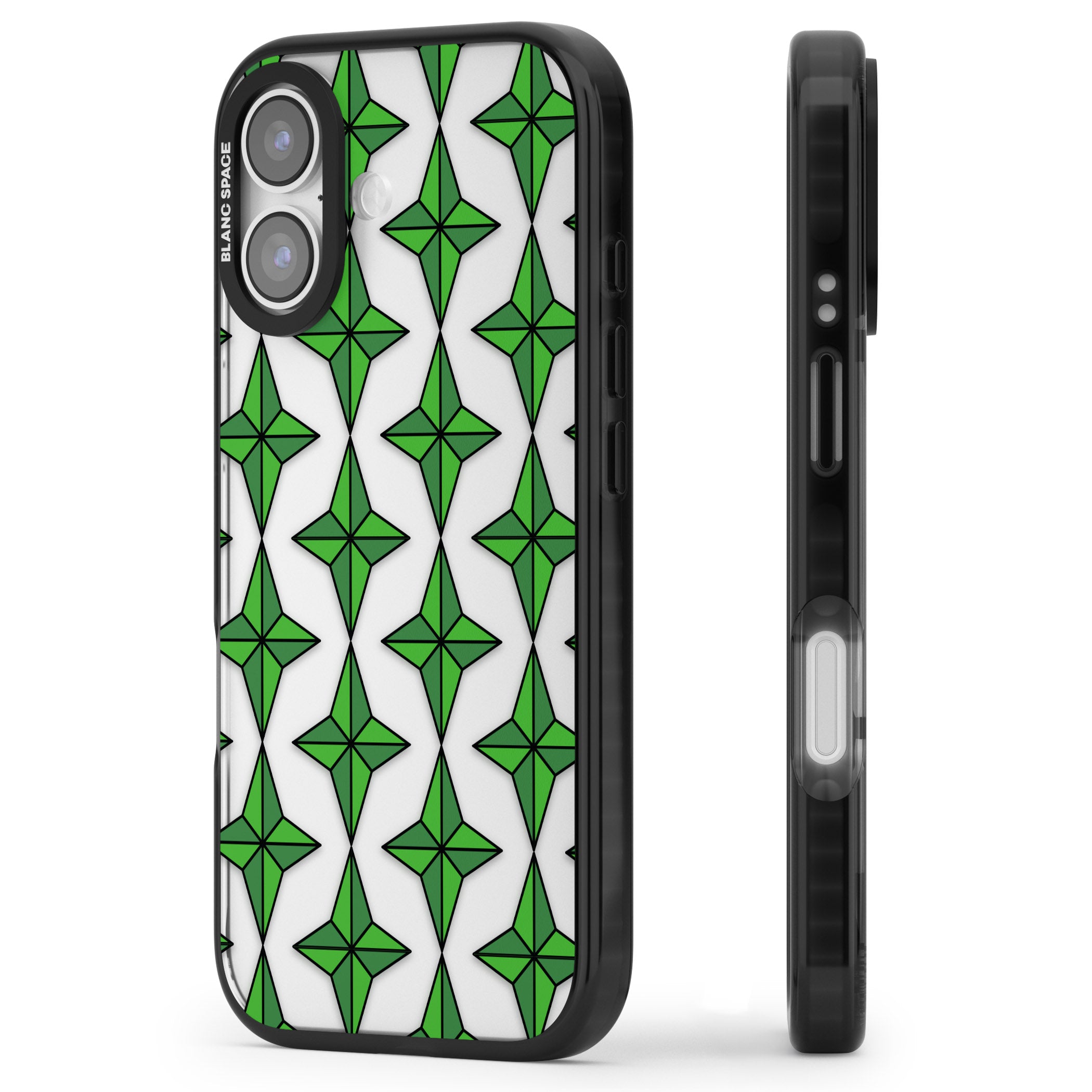 Emerald Stars Pattern (Clear) iPhone 17 Impact Black Phone Case Side Profile
