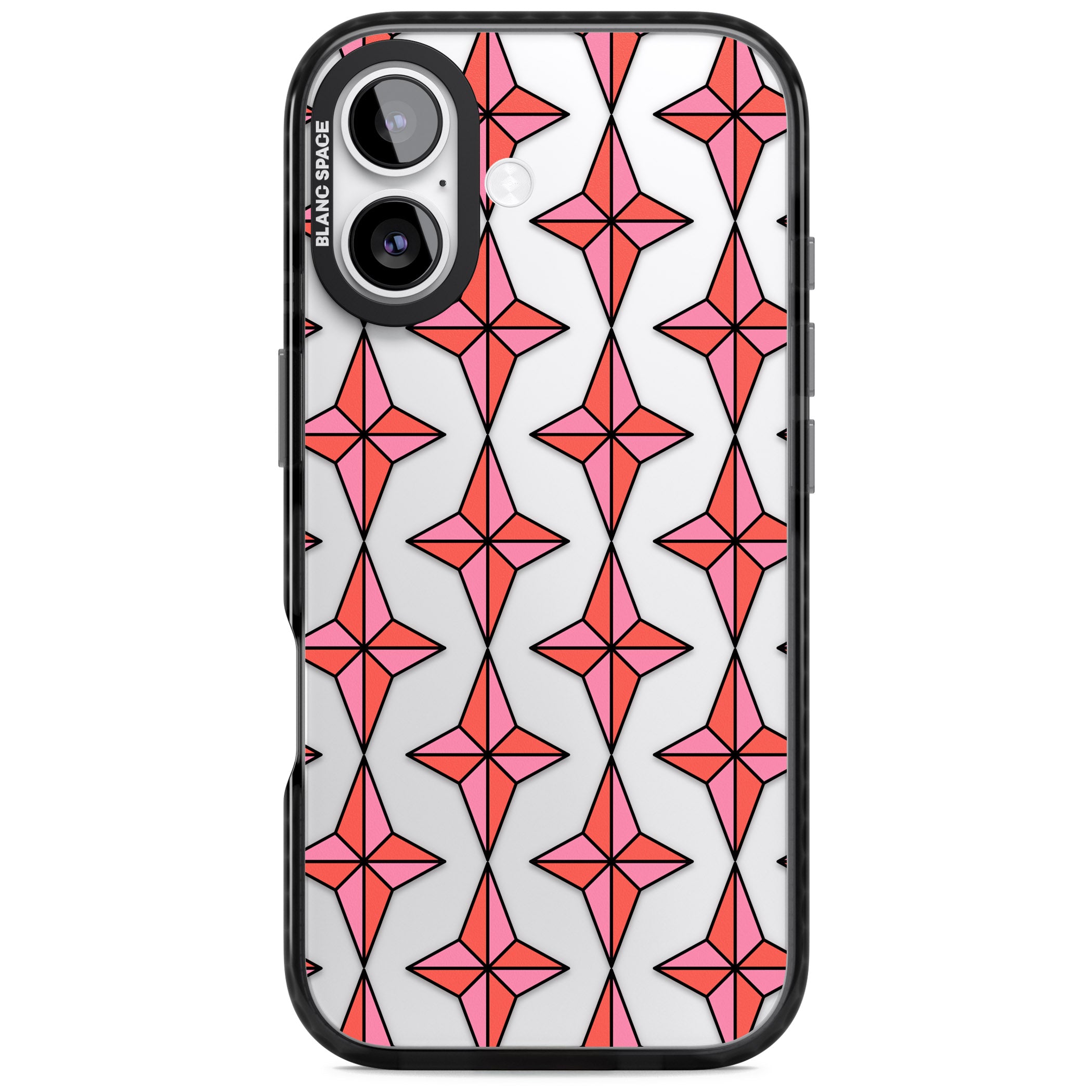 Rose Stars Pattern (Clear) iPhone 17 Impact Black Phone Case