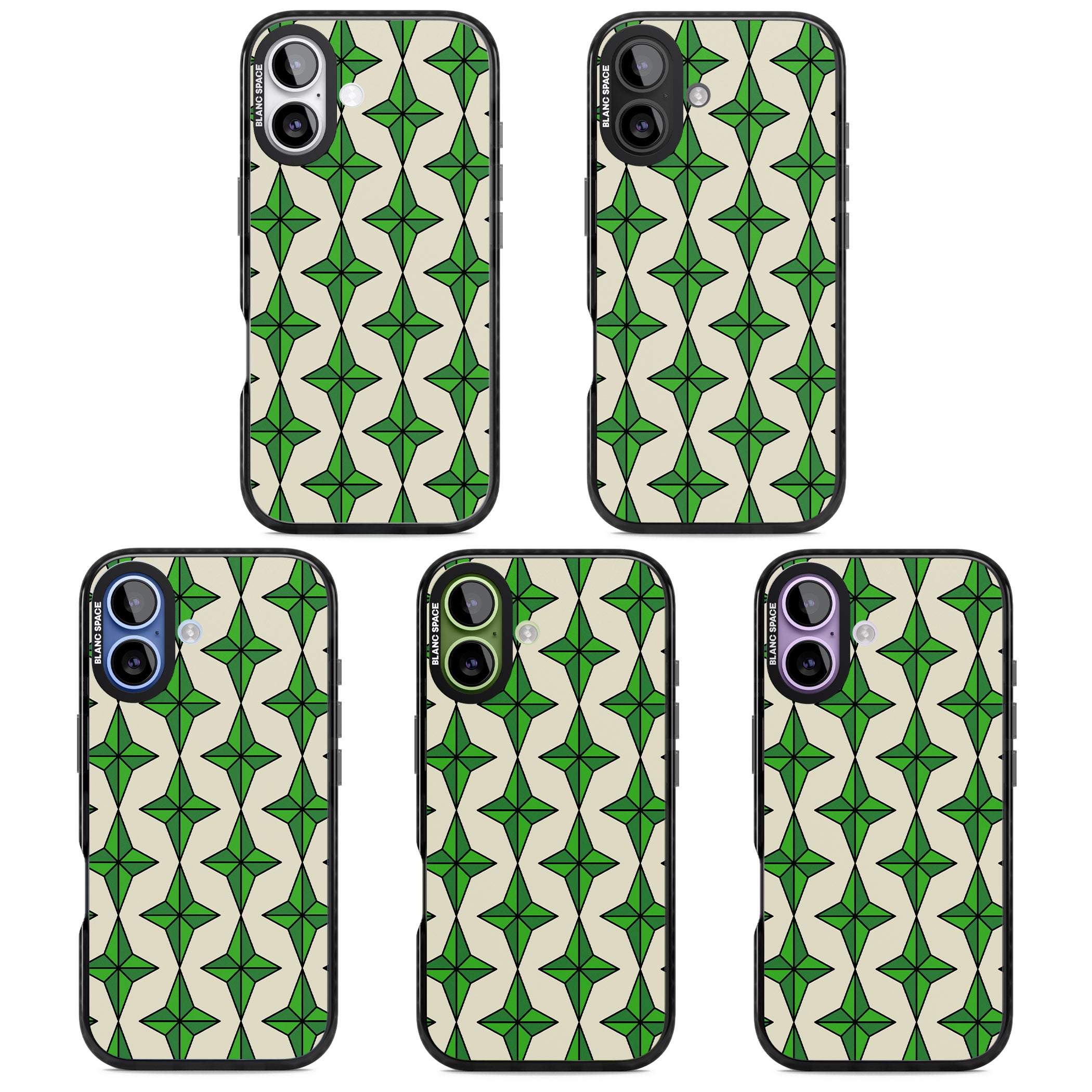 Emerald Stars Pattern iPhone 17 Impact Black Phone Case APT Impact Protection
