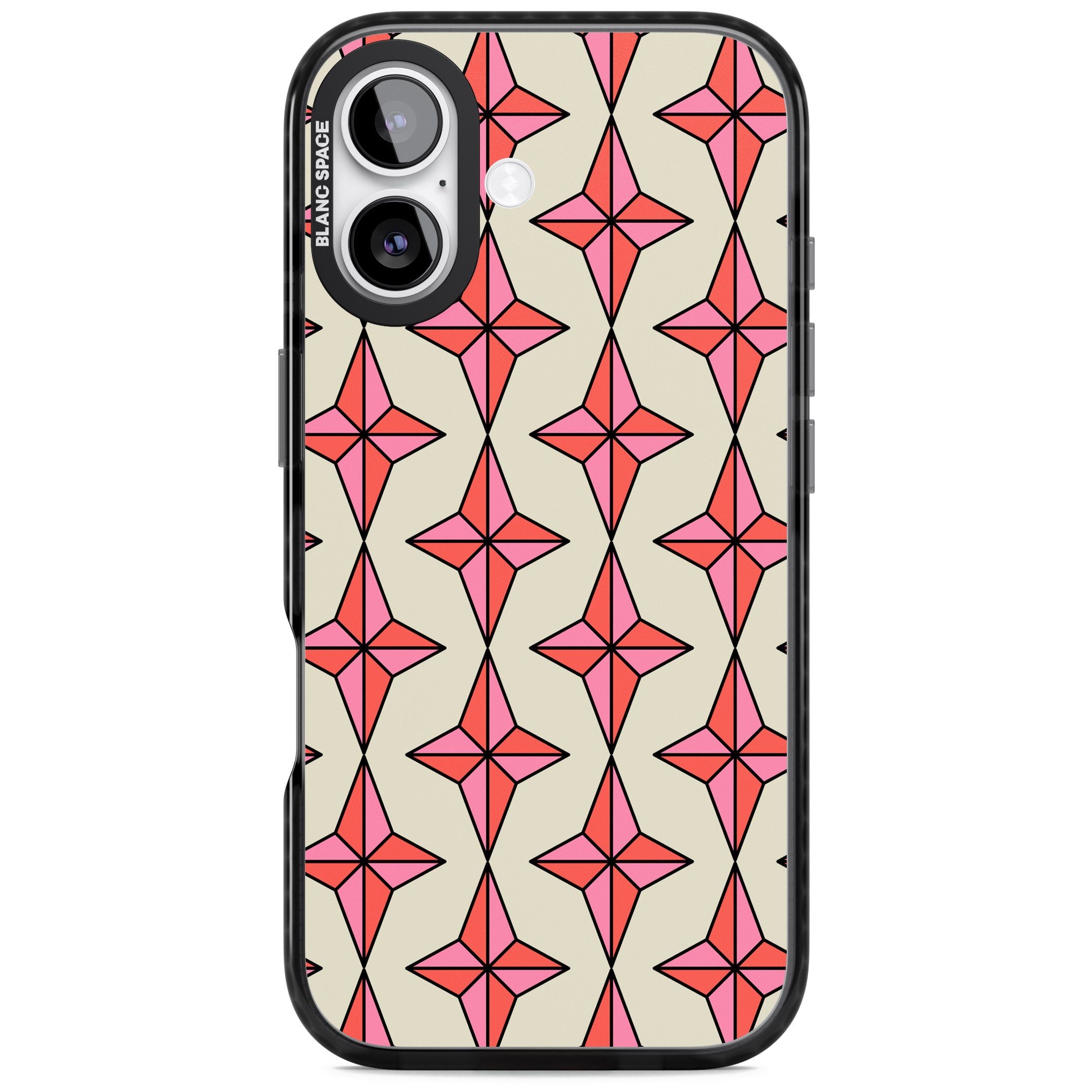 Rose Stars Pattern iPhone 17 Impact Black Phone Case