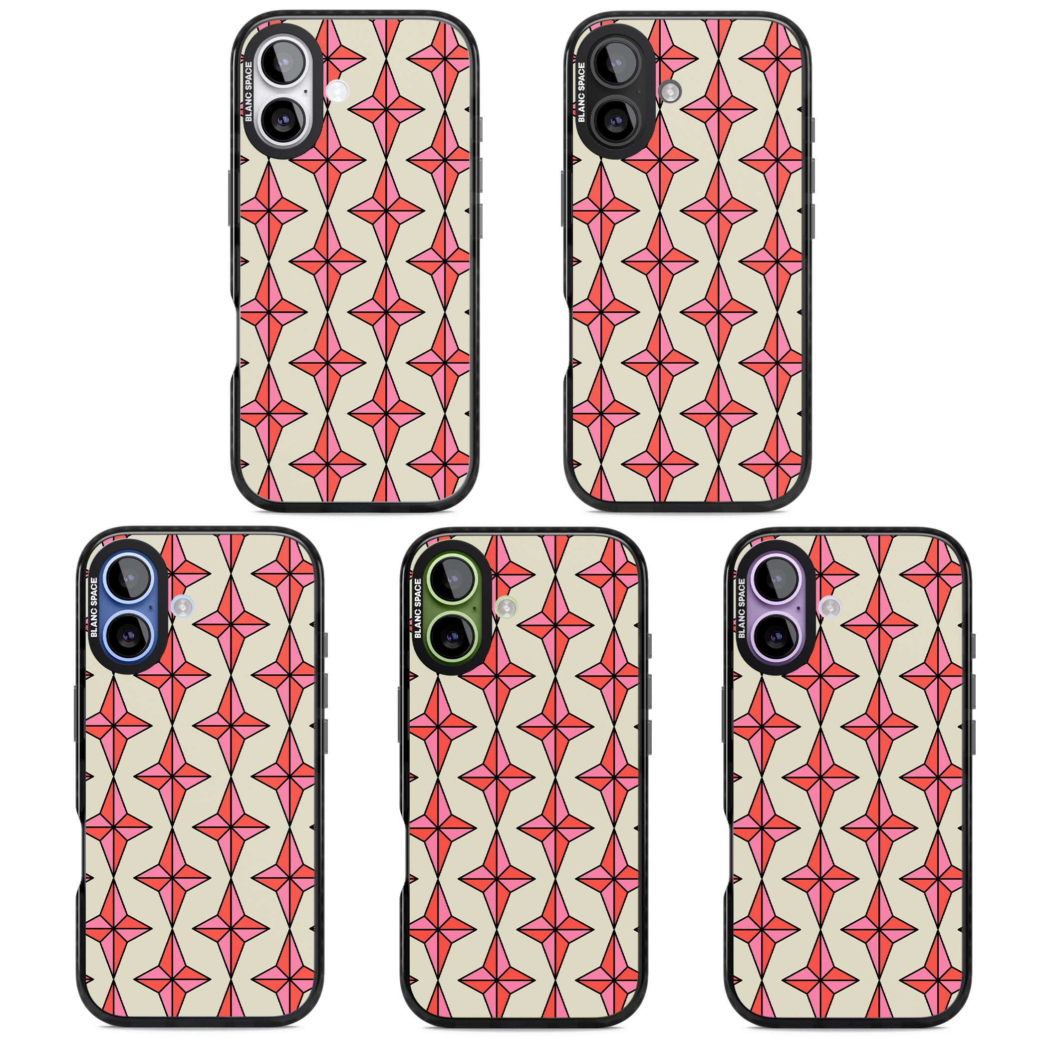 Rose Stars Pattern iPhone 17 Impact Black Phone Case APT Impact Protection