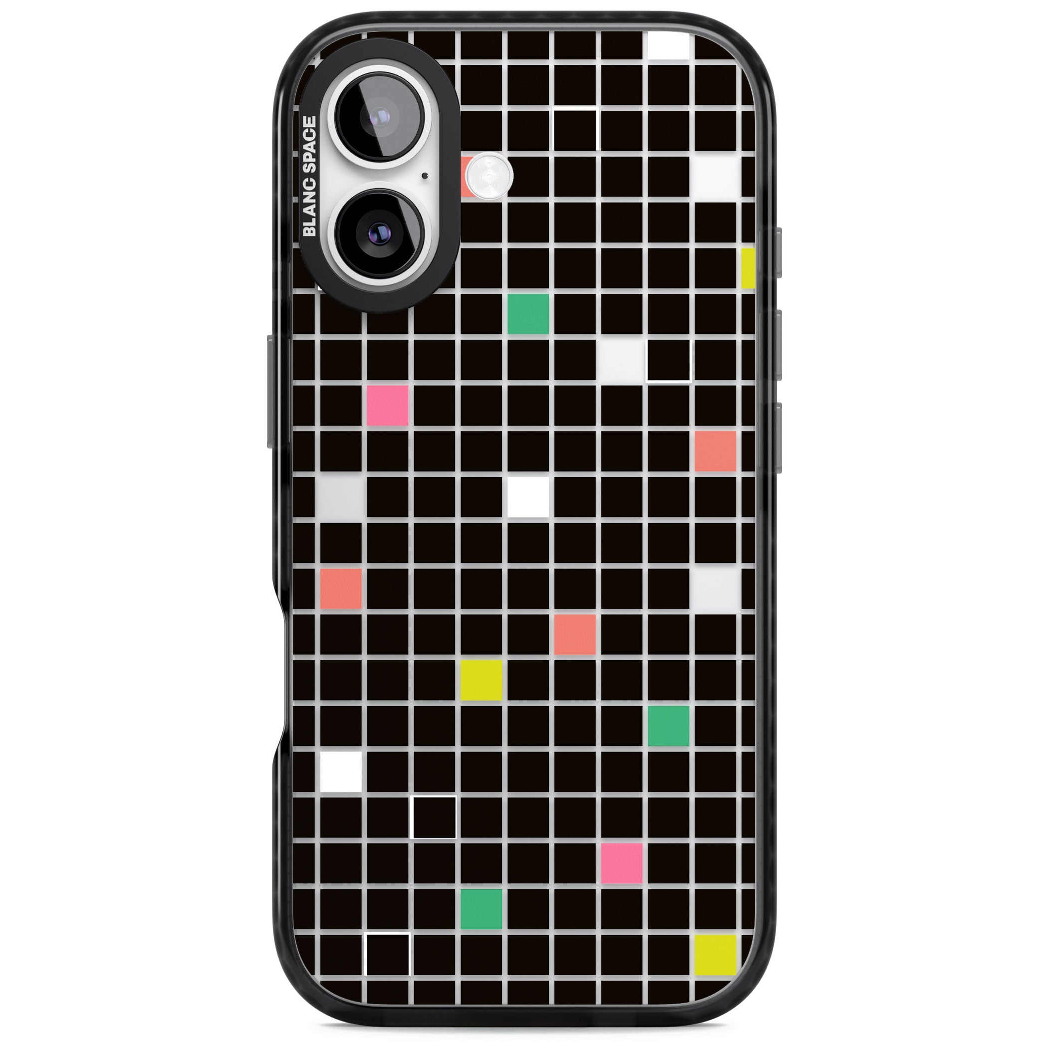Vibrant Black Geometric Grid iPhone 17 Impact Black Phone Case