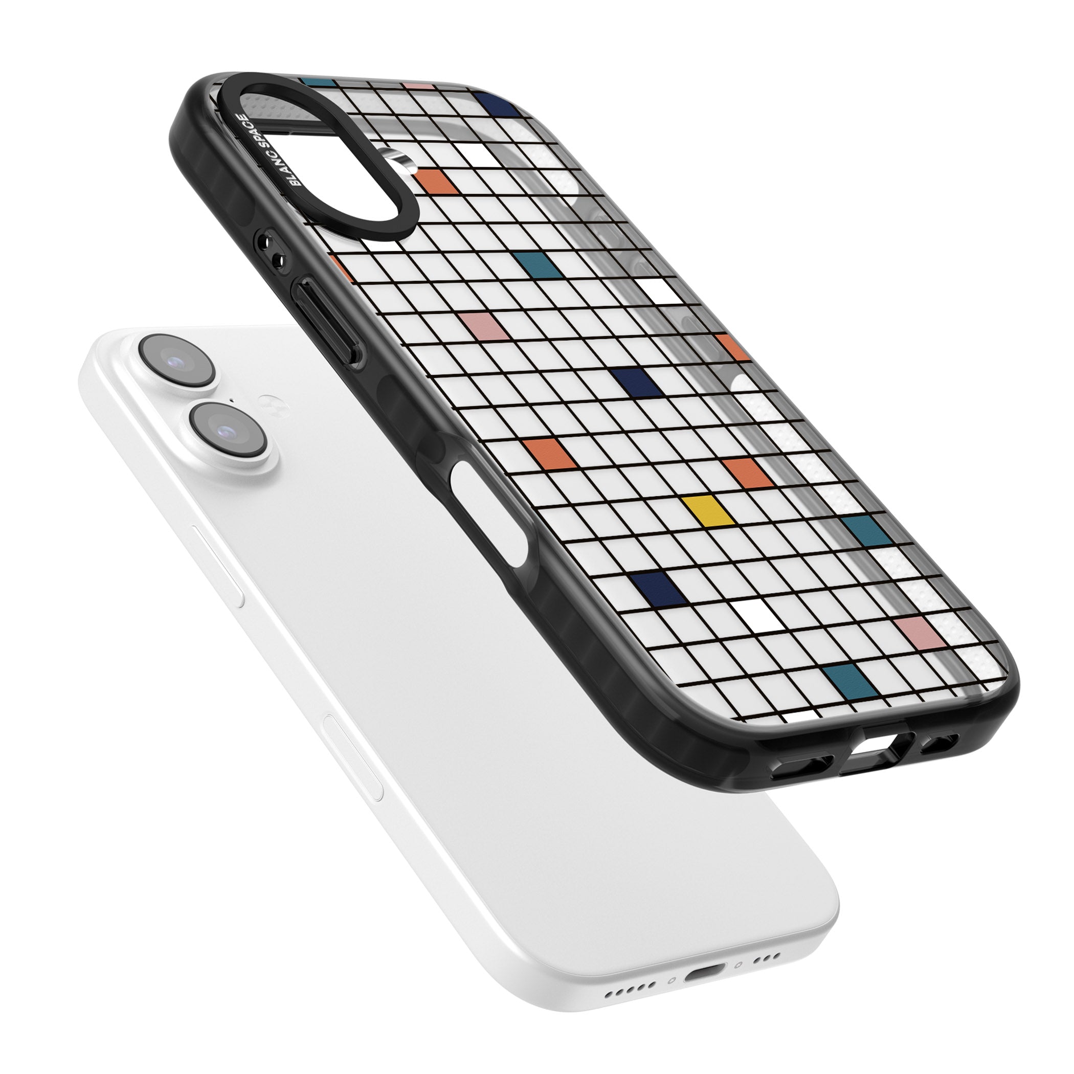 Earthtone Clear Geometric Grid iPhone 17 Impact Black Phone Case Colours