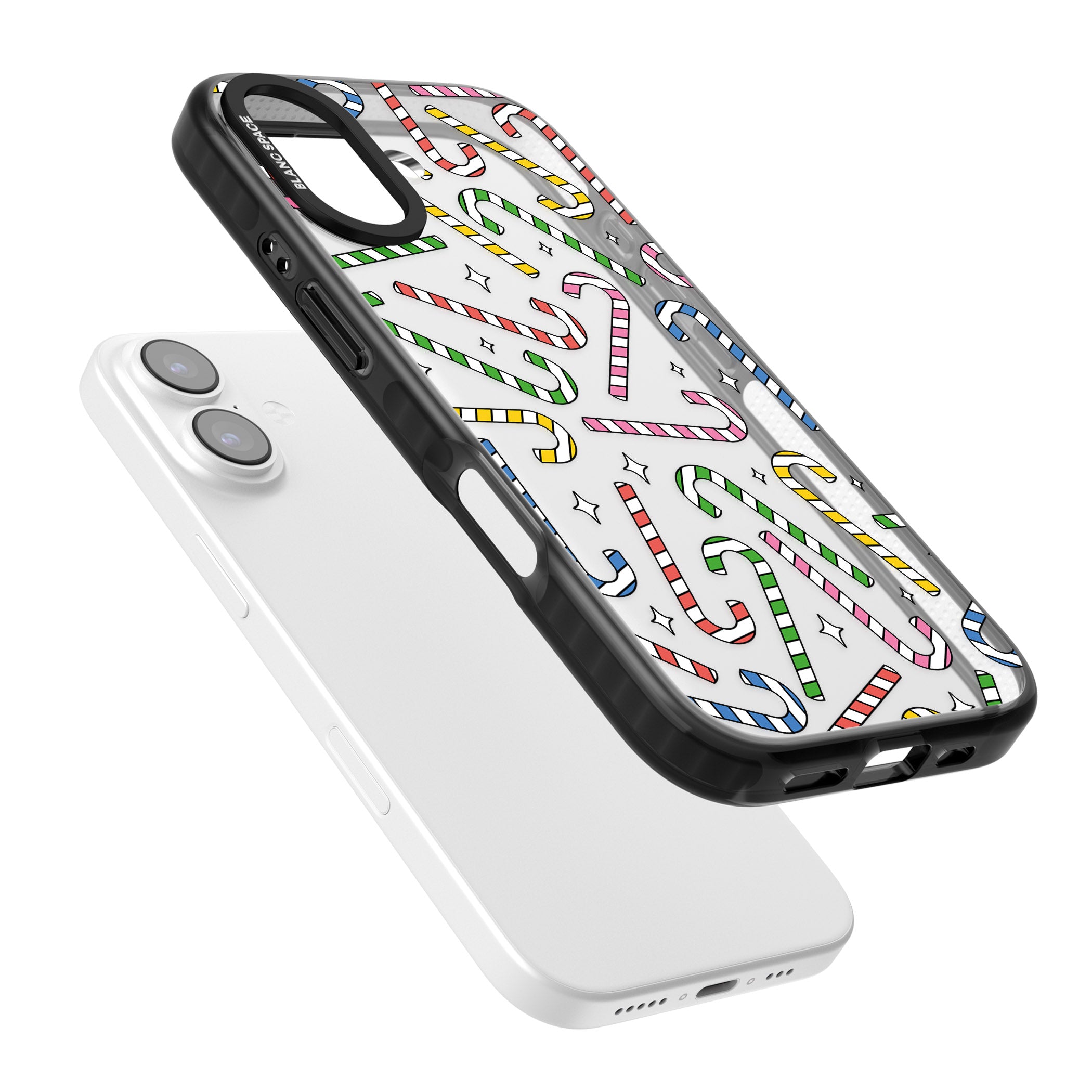 Colourful Stars & Candy Canes iPhone 17 Impact Black Phone Case Colours