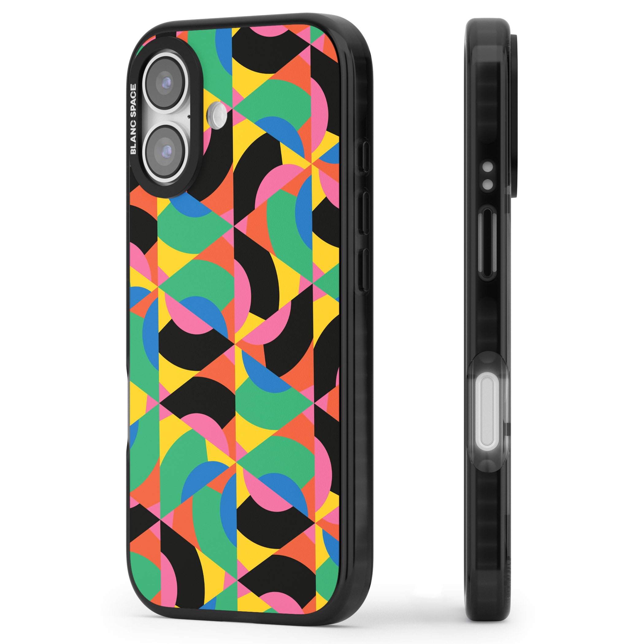 Abstract Carnival iPhone 17 Impact Black Phone Case Side Profile